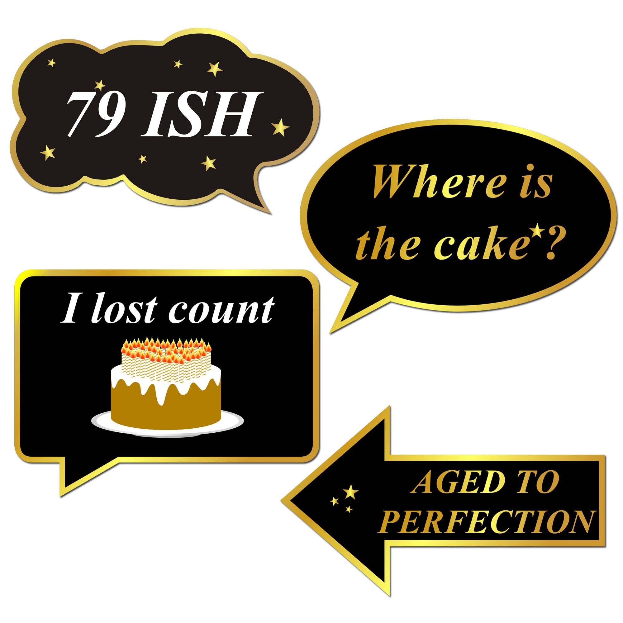 Konsait 80Th Birthday Photo Booth Props(48Count), Funny 80 Party Photo Props Kit Black Gold Decor With Stick For Man Woman 80Th