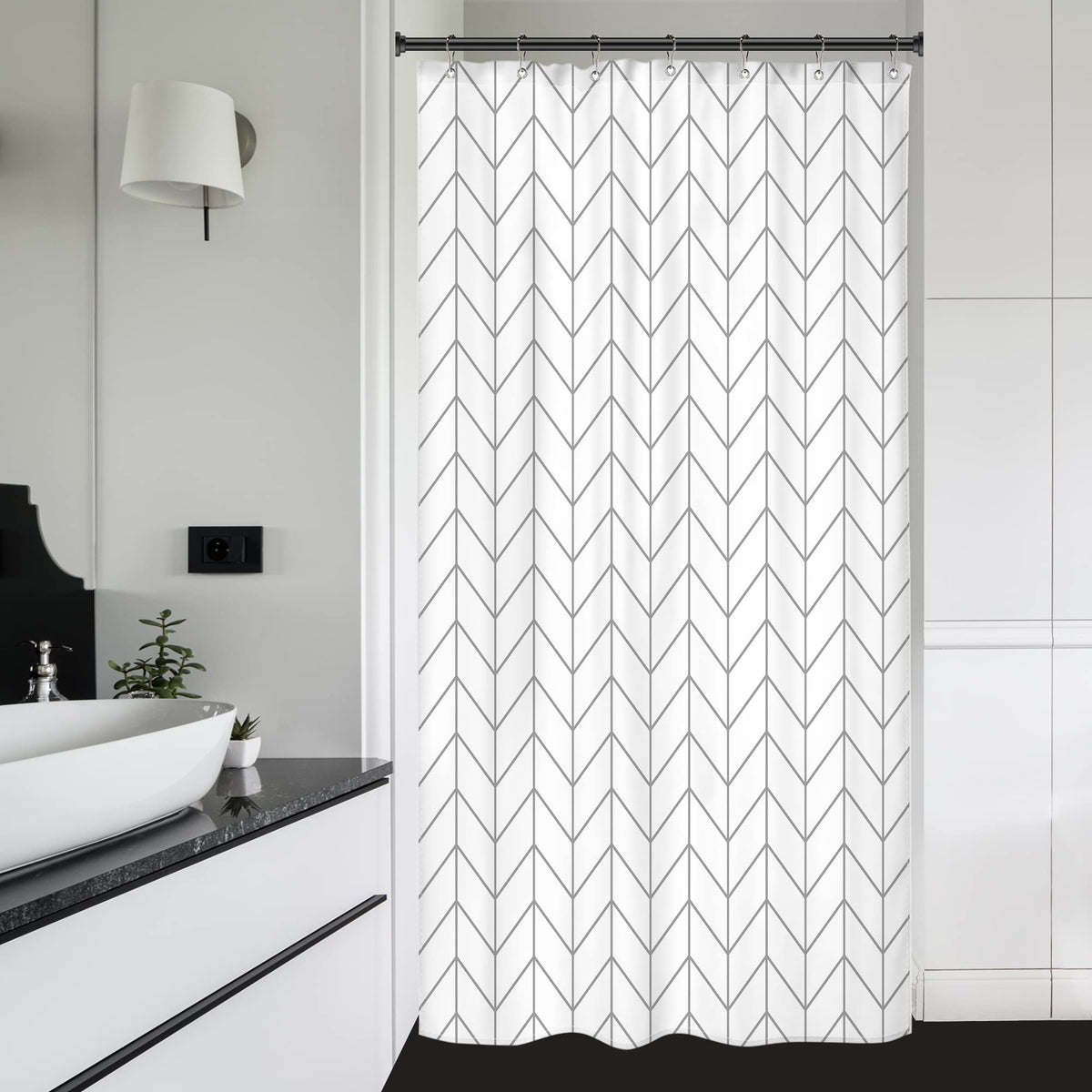 Riyidecor Stall Small Rv Gray White Grey Bathroom Shower Curtain Liner 36Wx72H Inch Half Single Narrow Walkin Standing Little Si