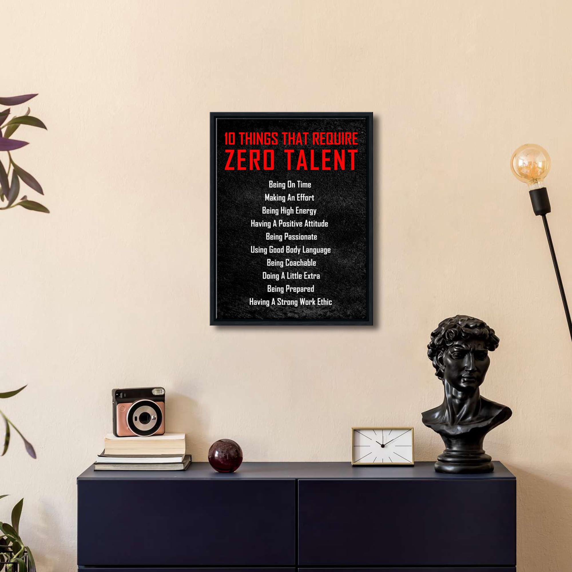 Pyradecor Black Framed Motivational 10 Things That Require Zero Talent Office Positive Quotes Inspirational Poster Canvas Prints
