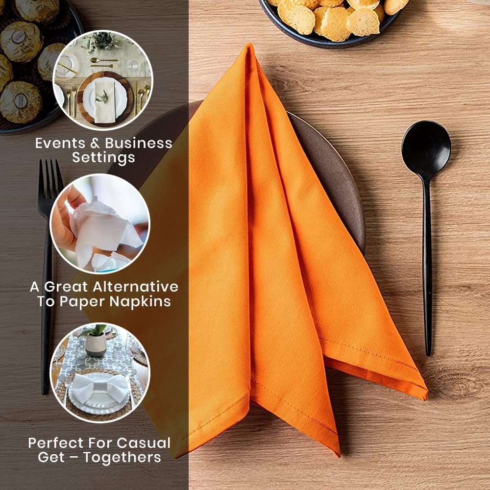 Candy Cottons Halloween Napkins  100% Cotton Cloth Napkins  Dinner Napkins  Reusable Napkins for Home Fine Dining  (Pack of 6 18''x18'')  Orange