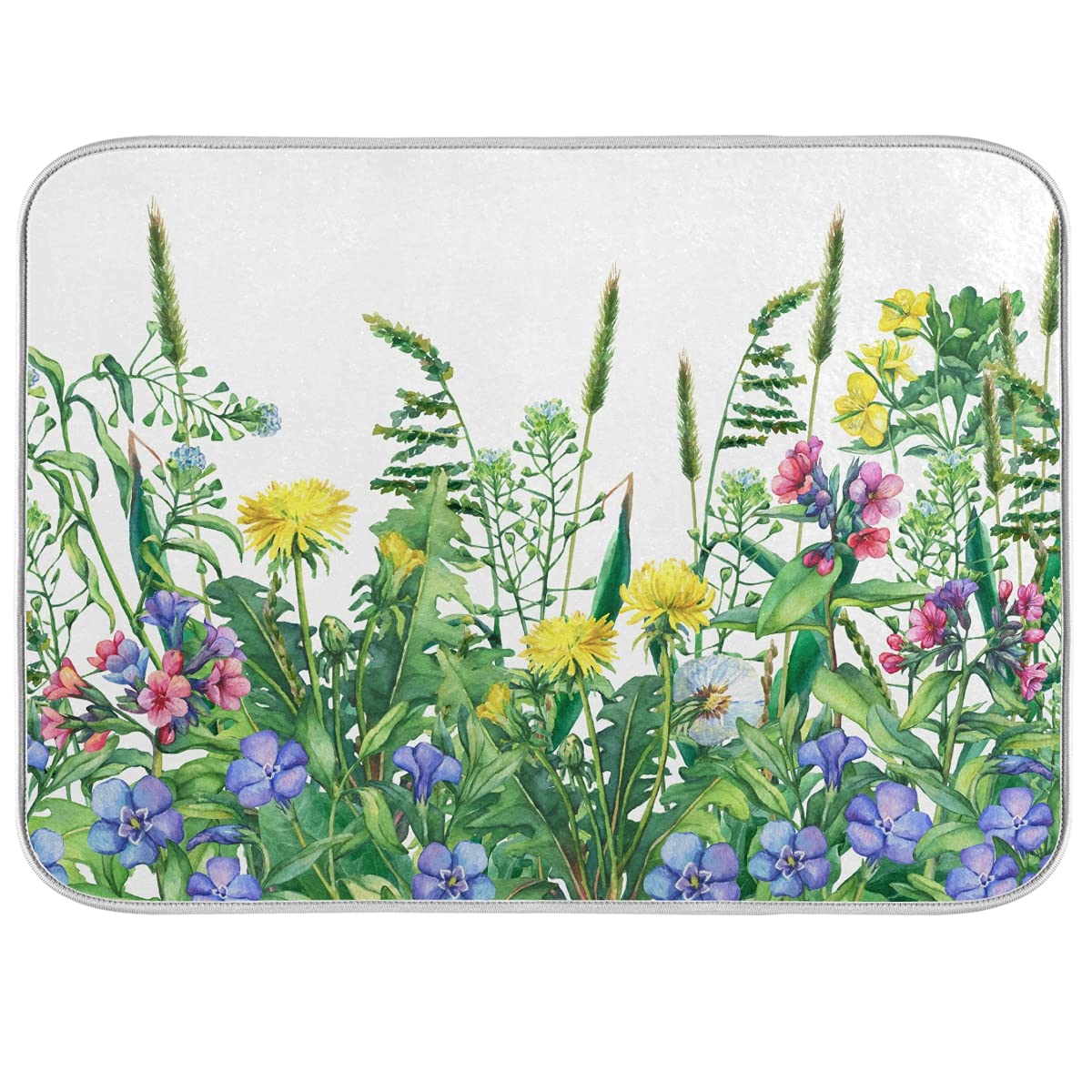Spring Breath Dish Drying Mat For Kitchen Counter 18'' X 24'' Inch - Absorbent Reversible Microfiber Dish Mat, Heat Resistant Dr