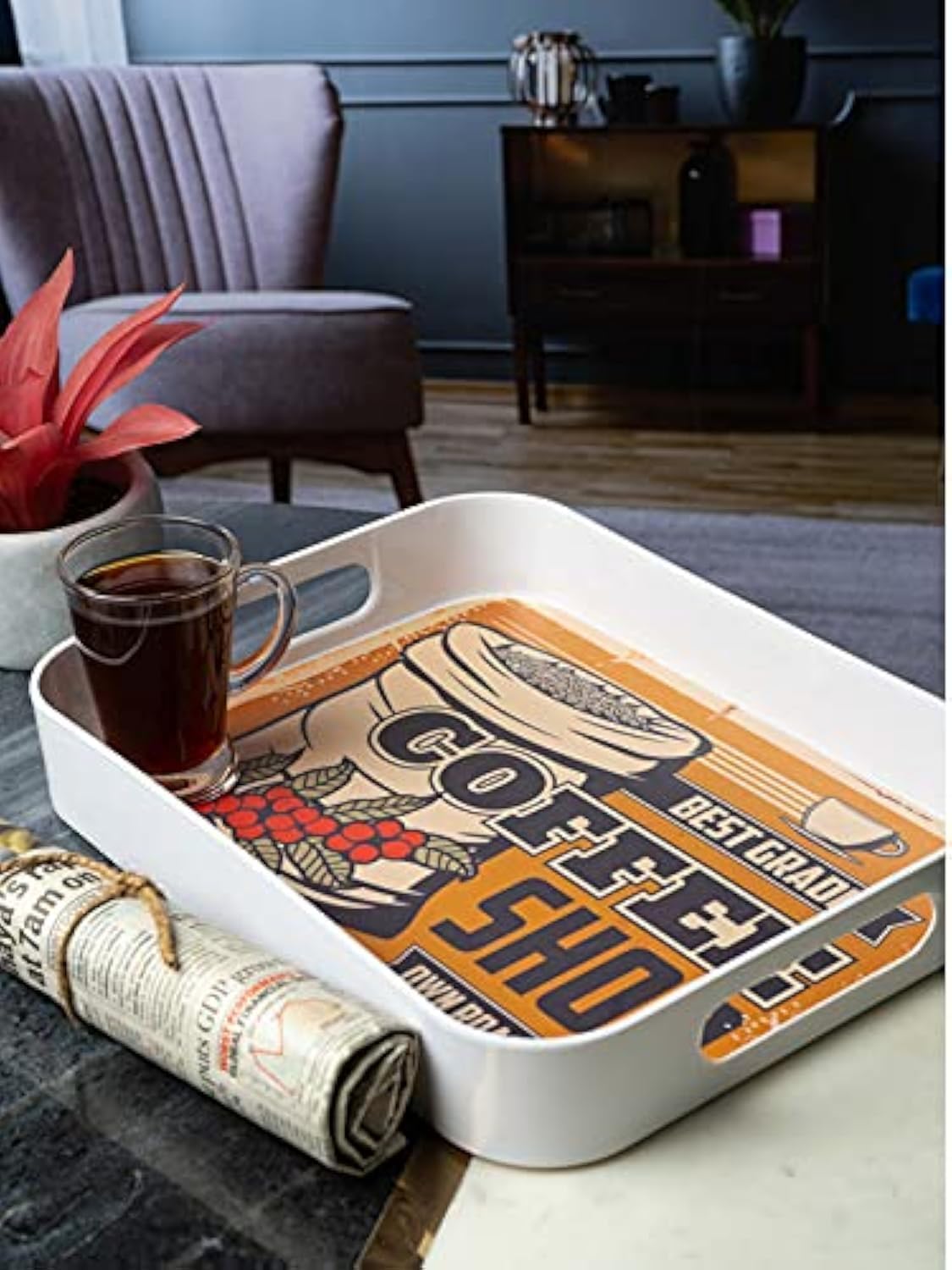 Goodhomes Melamine Rectangular TeaCoffee Serving Tray Mt328