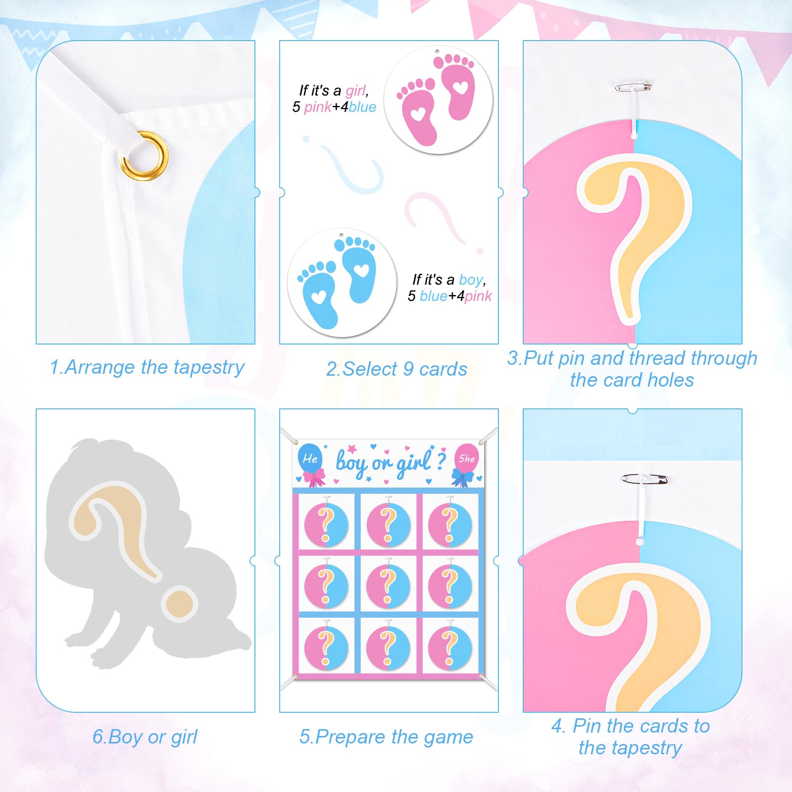 Aerwo Gender Reveal Games Tic Tac Toe Board Game With 10 Boy Or Girl Signs, Gender Reveal Ideas, He Or She, Boy Or Gir Sign Gend