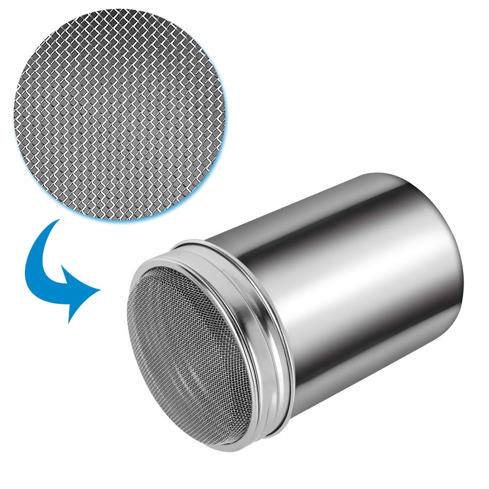 Accmor 3Pcs Powdered Sugar Shaker Duster, Cinnamon Shaker Flour Sifter, 14Oz Stainless Steel Fine Mesh Dredges Shakers For Cinna