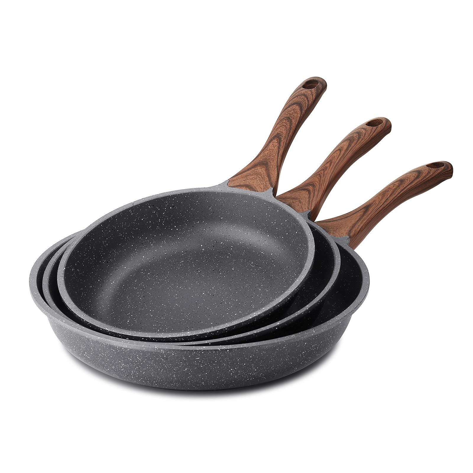 Sensarte Nonstick Frying Pan Skillets, Swiss Granite Coating Omelette Pans, Healthy Cookware Chef'S Pan, Pfoa Free(9.5+11+12.5 I