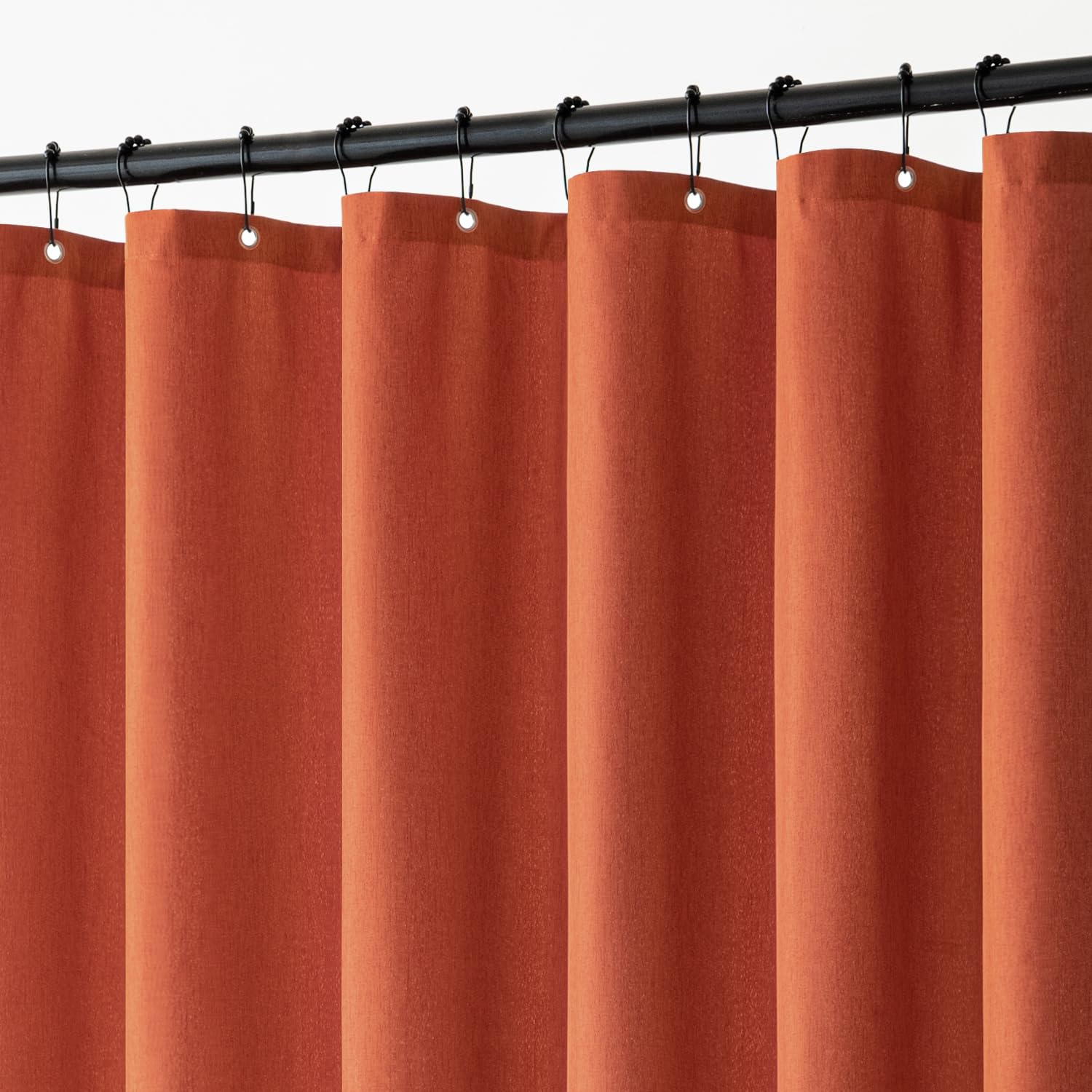 Miulee Burnt Orange Linen Shower Curtain With 12 Metal Hooks Modern Heavy Duty Washable Fabric Shower Curtain Set Waterproof Thi