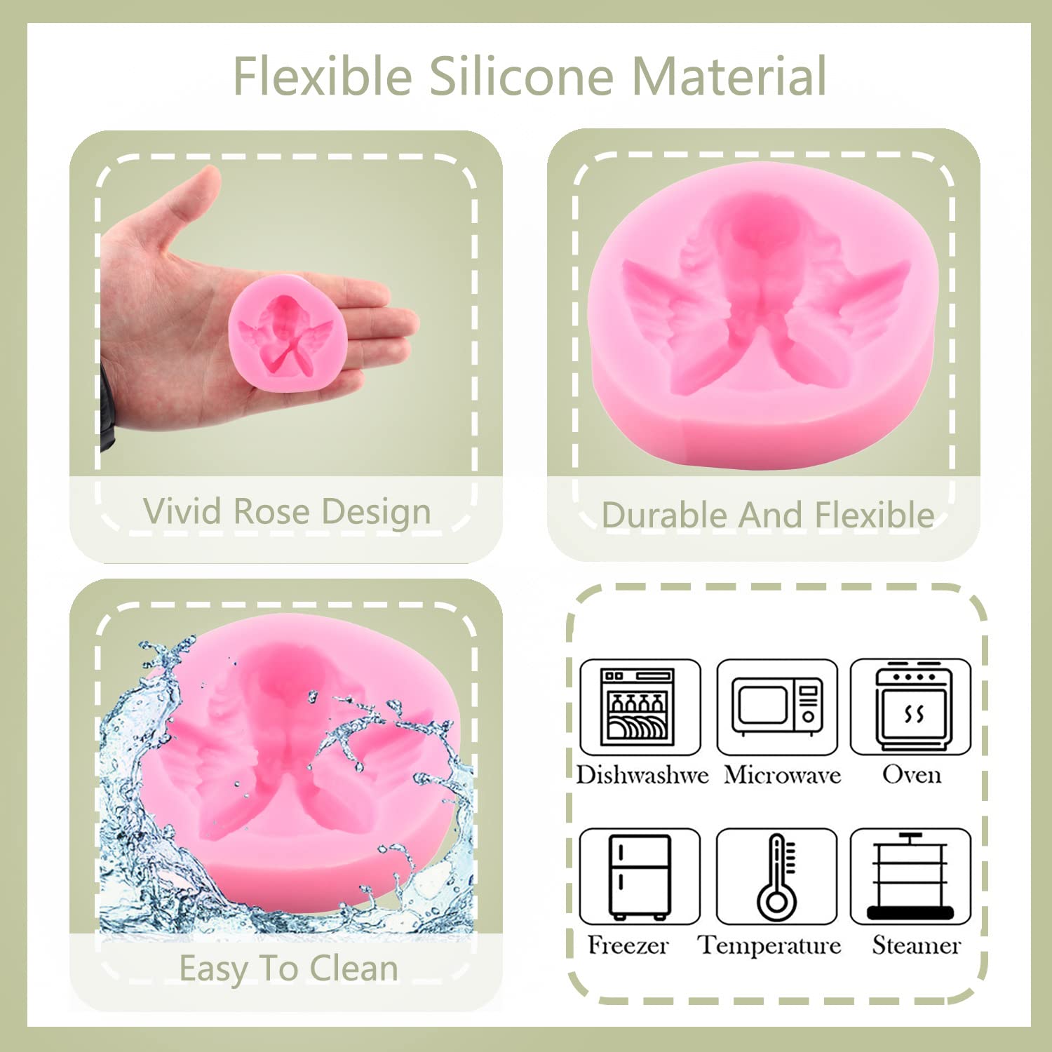 Zixiang Angel Baby Silicone Fondant Molds For Cake Decoration Cupcake Topper Candy Polymer Clay Chocolate Gum Paste Set Of 5