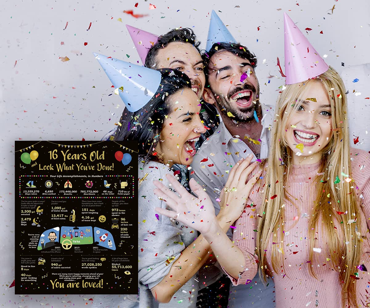 Card Life In Numbers - 16Th Birthday Gifts - 16Th Birthday Decorations - Birthday Gift Ideas For 16 Years Old [Unframed 8X10]