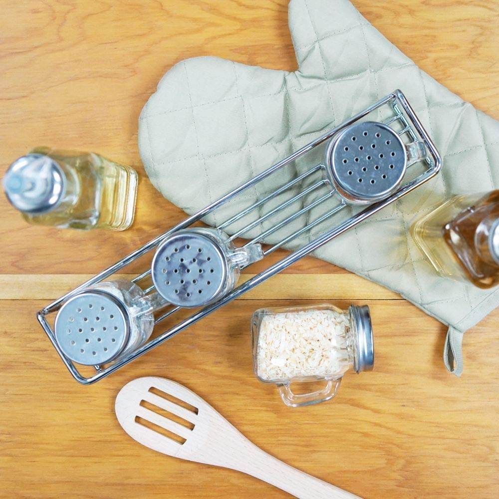 Southern Homewares Spice Rack Shelves, Set Of 4 Chrome Metal Kitchen Home Decor Accessory Pack