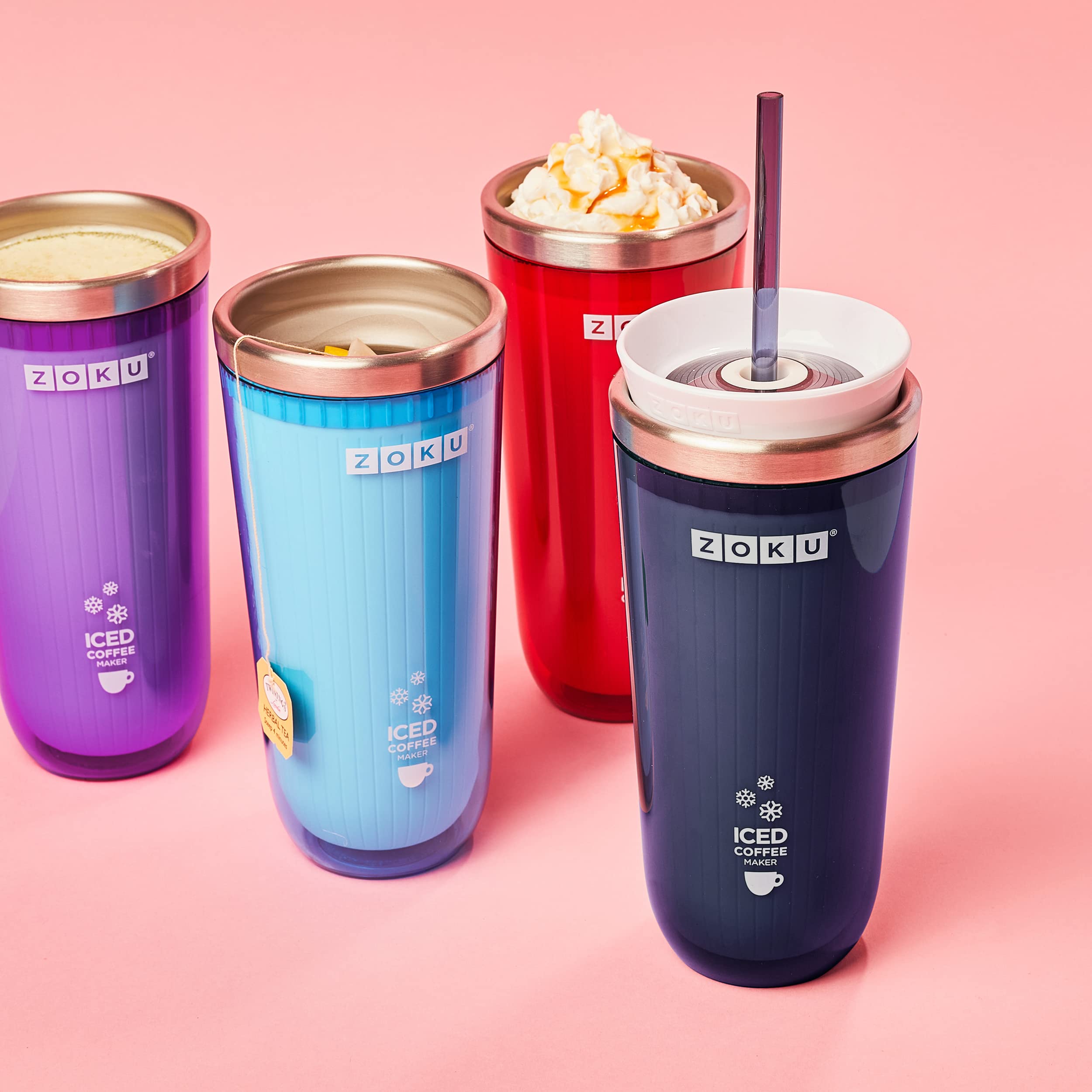 Zoku Instant Iced Coffee Maker, Reusable Beverage Chiller Cools Hot Beverages In Minutes Without Dilution, Portable 11-Ounce Tum