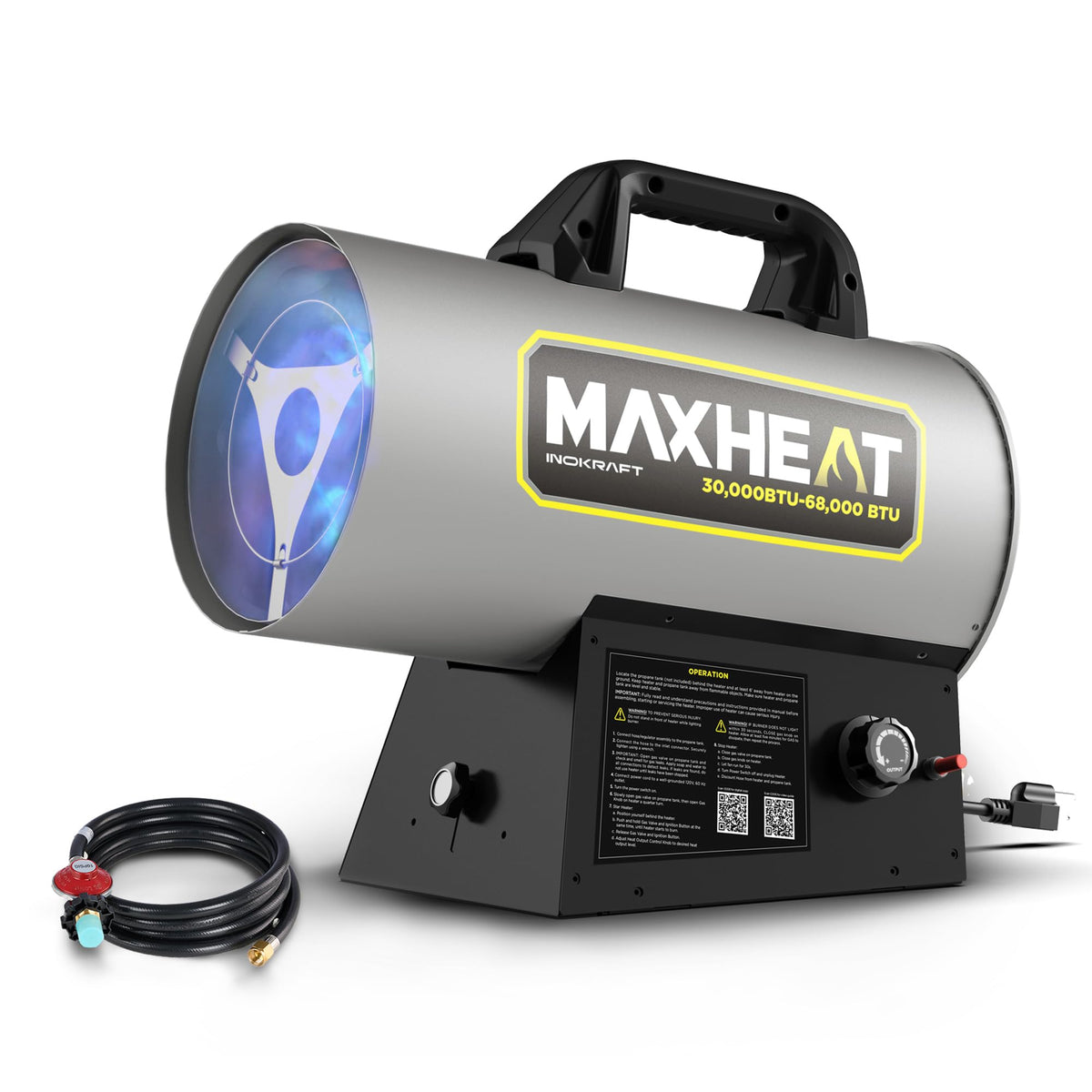 Inokraft Maxheat Mh68 68,000 Btu Forced Air Propane Heater, Portable Garage Heater, Adjustable Liquid Propane Torpedo Heater Sho