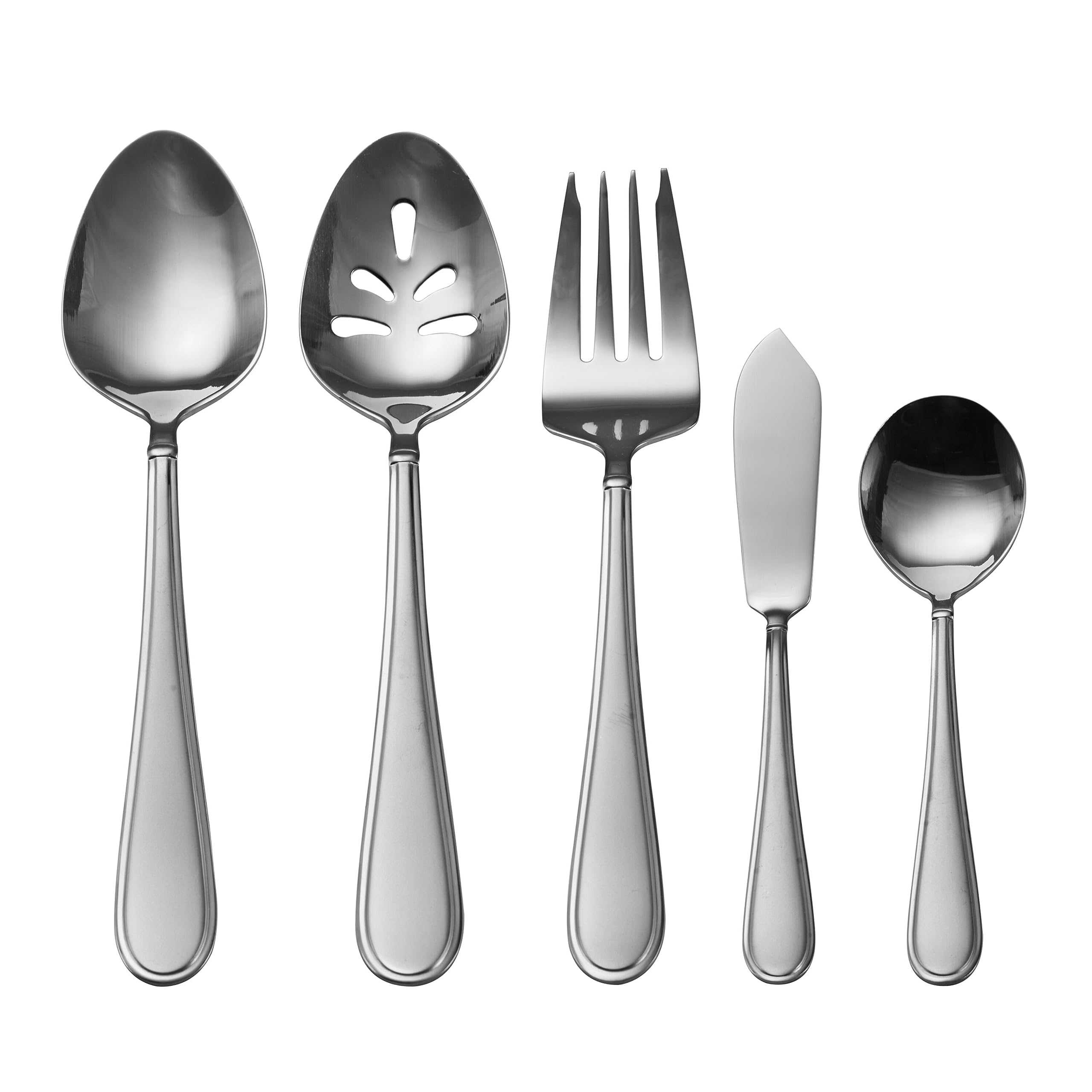 Gourmet Basics By Mikasa Westfield Frost 45-Piece Stainless Steel Flaware Set With Serving Utensil Set, Service For 8