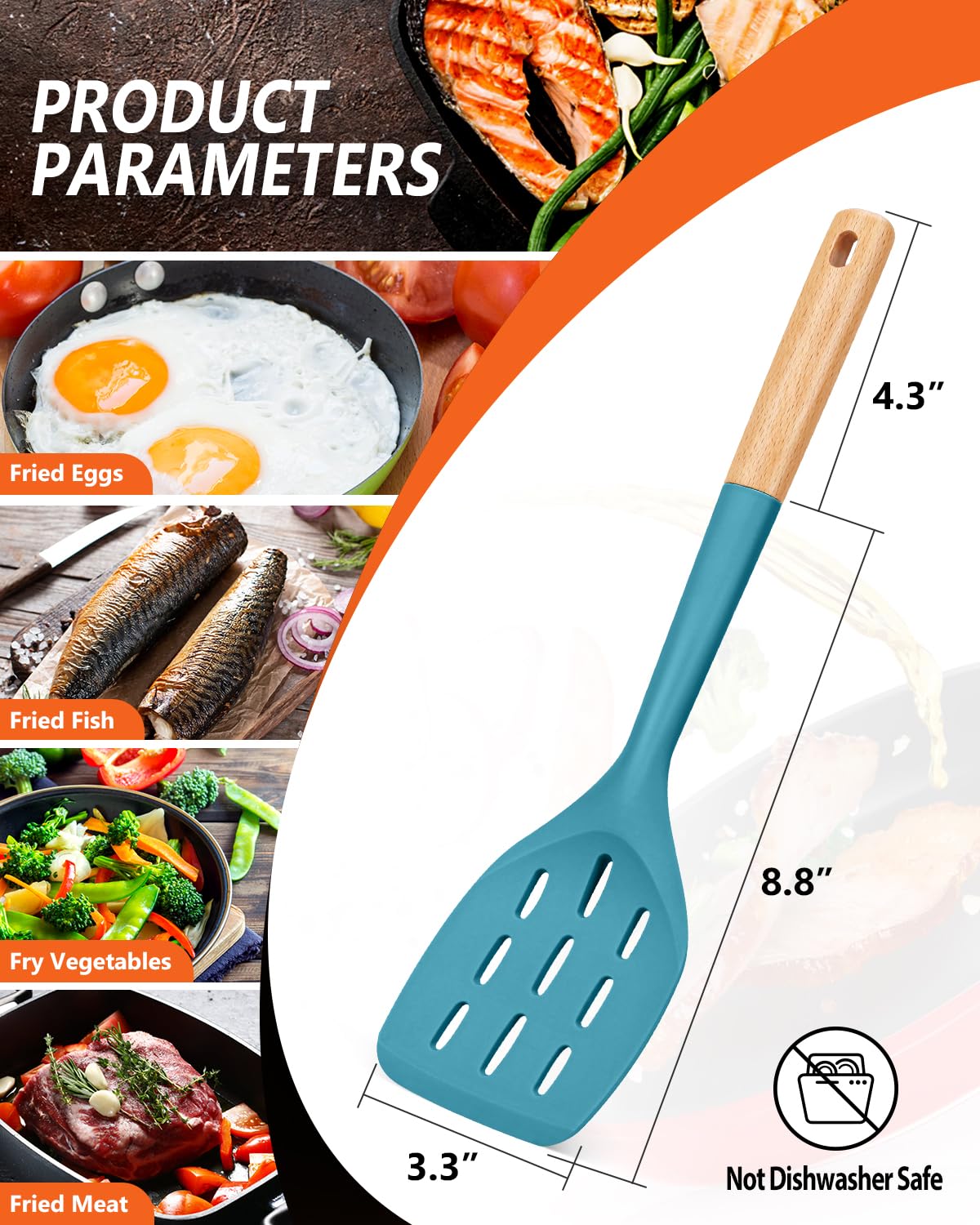 Pack Of 2 Silicone Spatula, Non Stick Cooking Utensil Set Wooden Handle Kitchen Turner For Baking Mixing Grilling Serving Food H