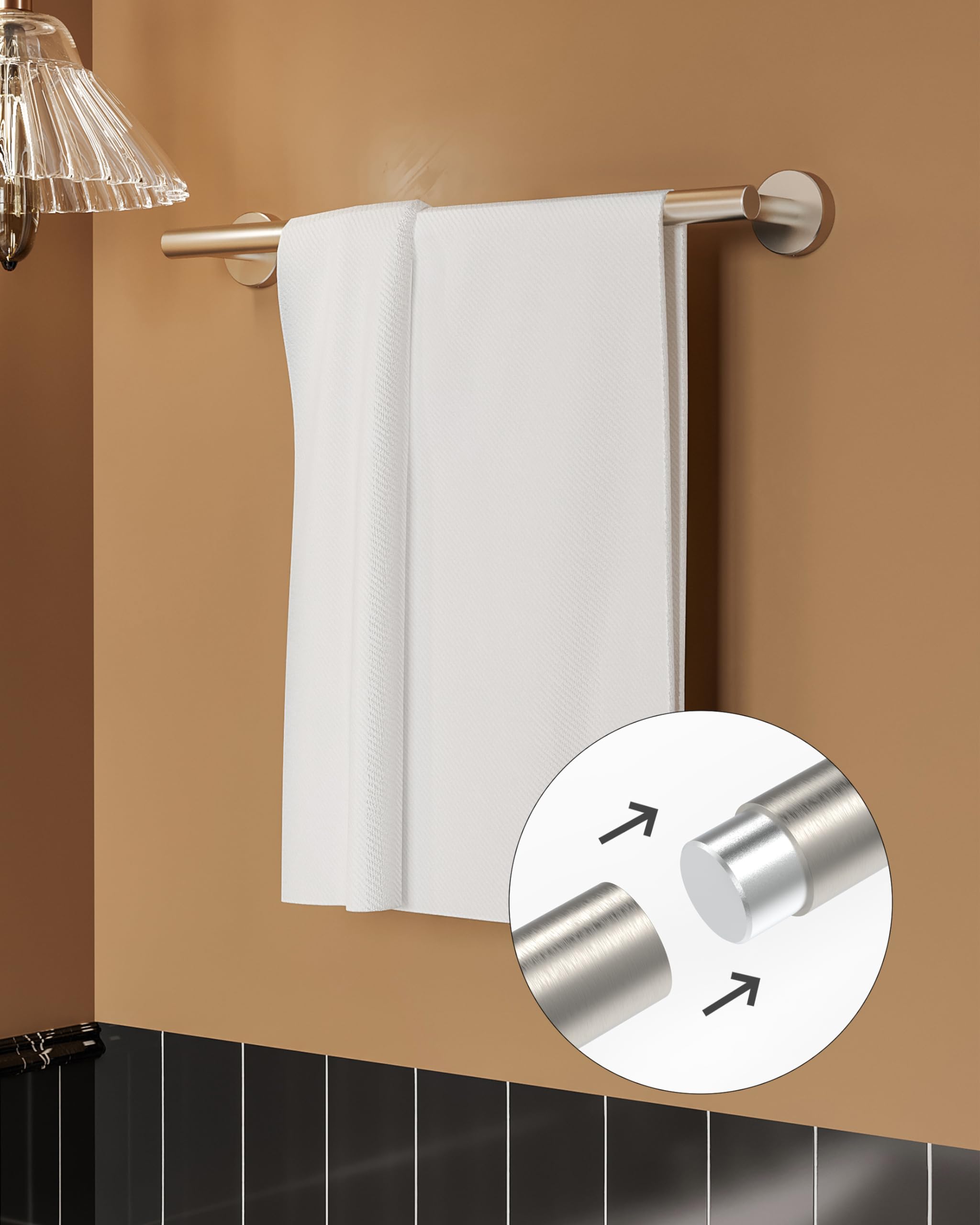 Wzkaly Brushed Grey Towel Bar, 16 Inch 304 Stainless Steel Towel Rack Bathroom, Towel Holder Brushed Grey Wall Mount, Total Leng