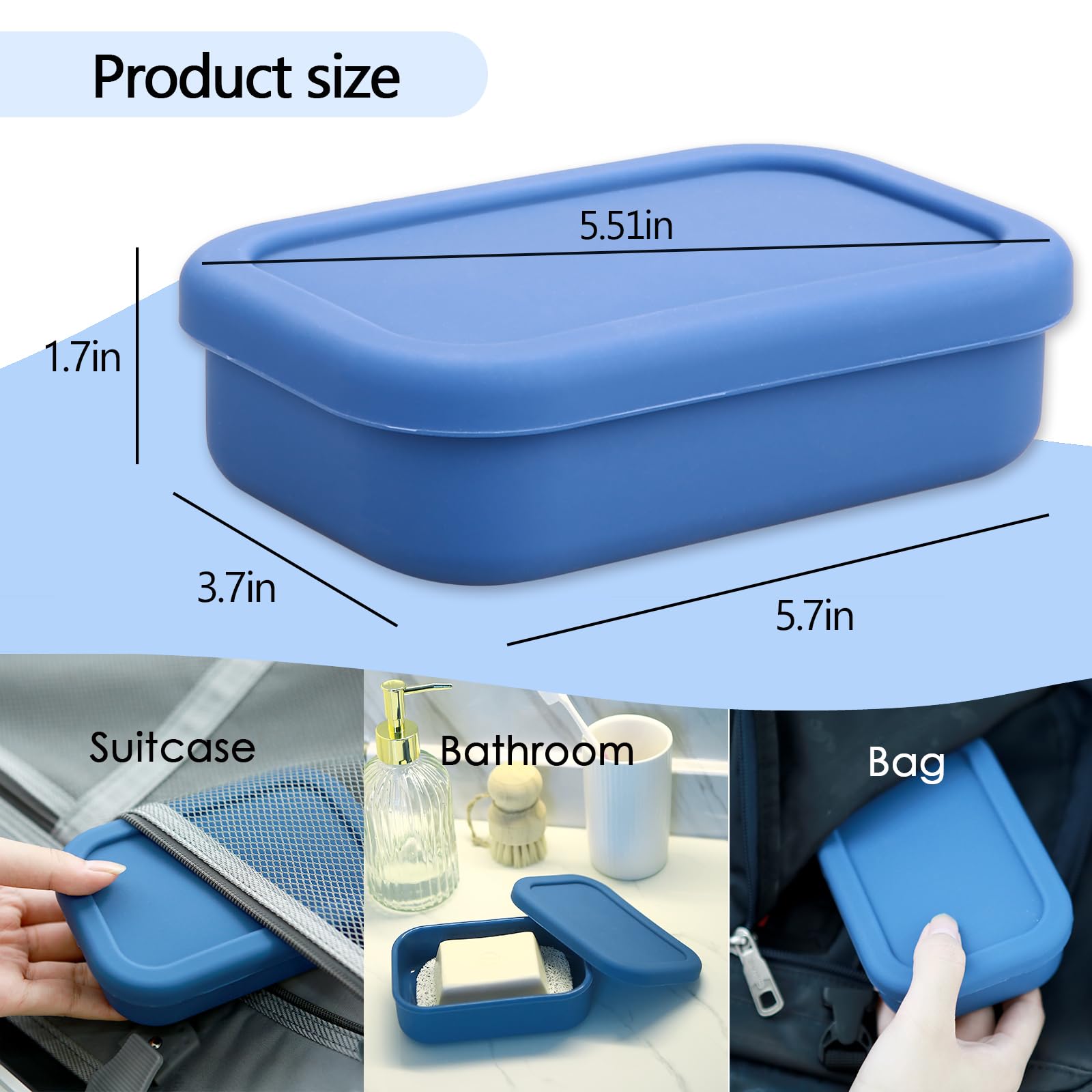 Puting Silicone Travel Soap Bar Holder, Leak Proof Soap Case With Draining Layer, Portable Travel Soap Container For Shampoo & C