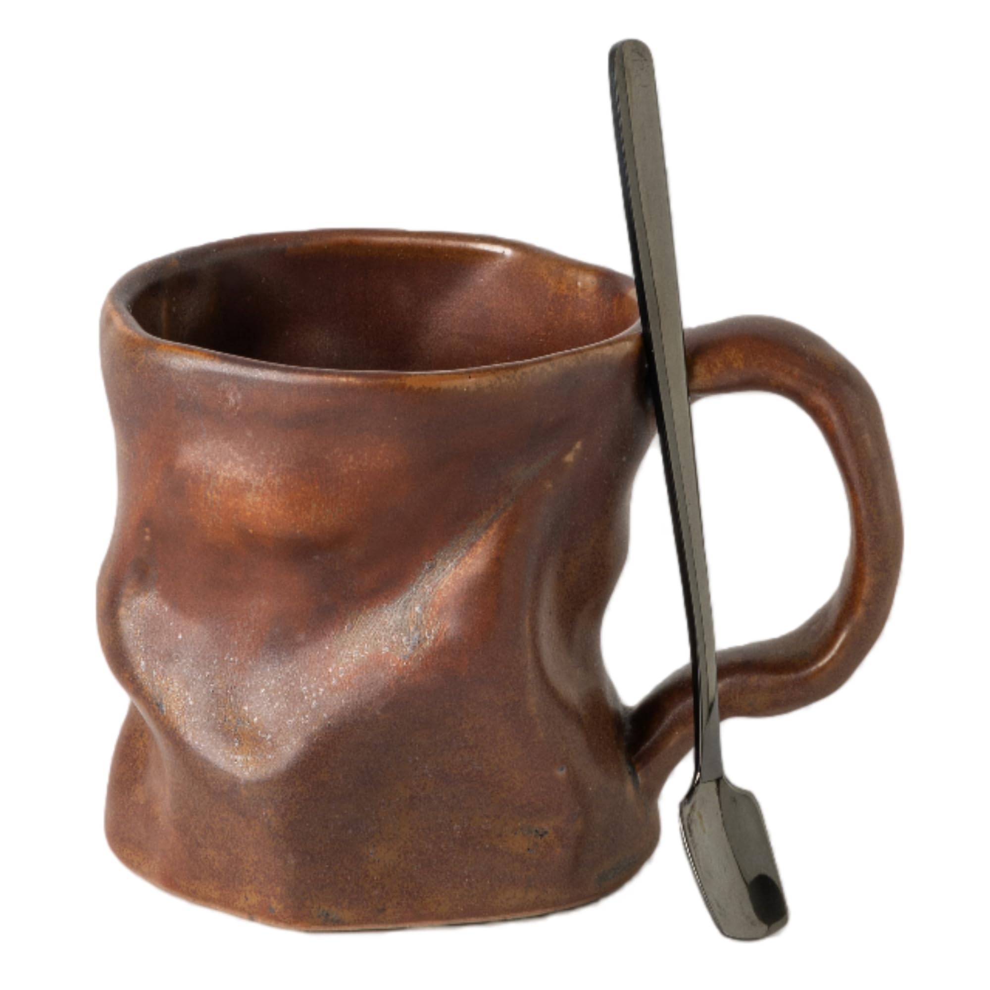 TaoTaojarvie 11oz Handmade Ceramic Coffee Mug with Spoon, (Coffee)