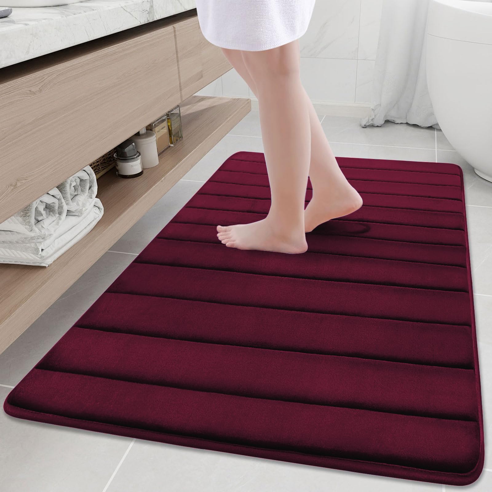 Buganda Memory Foam Bath Mat, 47 x 32, Ultra Soft and Non-Slip Bathroom Rugs, Water Absorbent and Machine Washable Bath Rug Runn