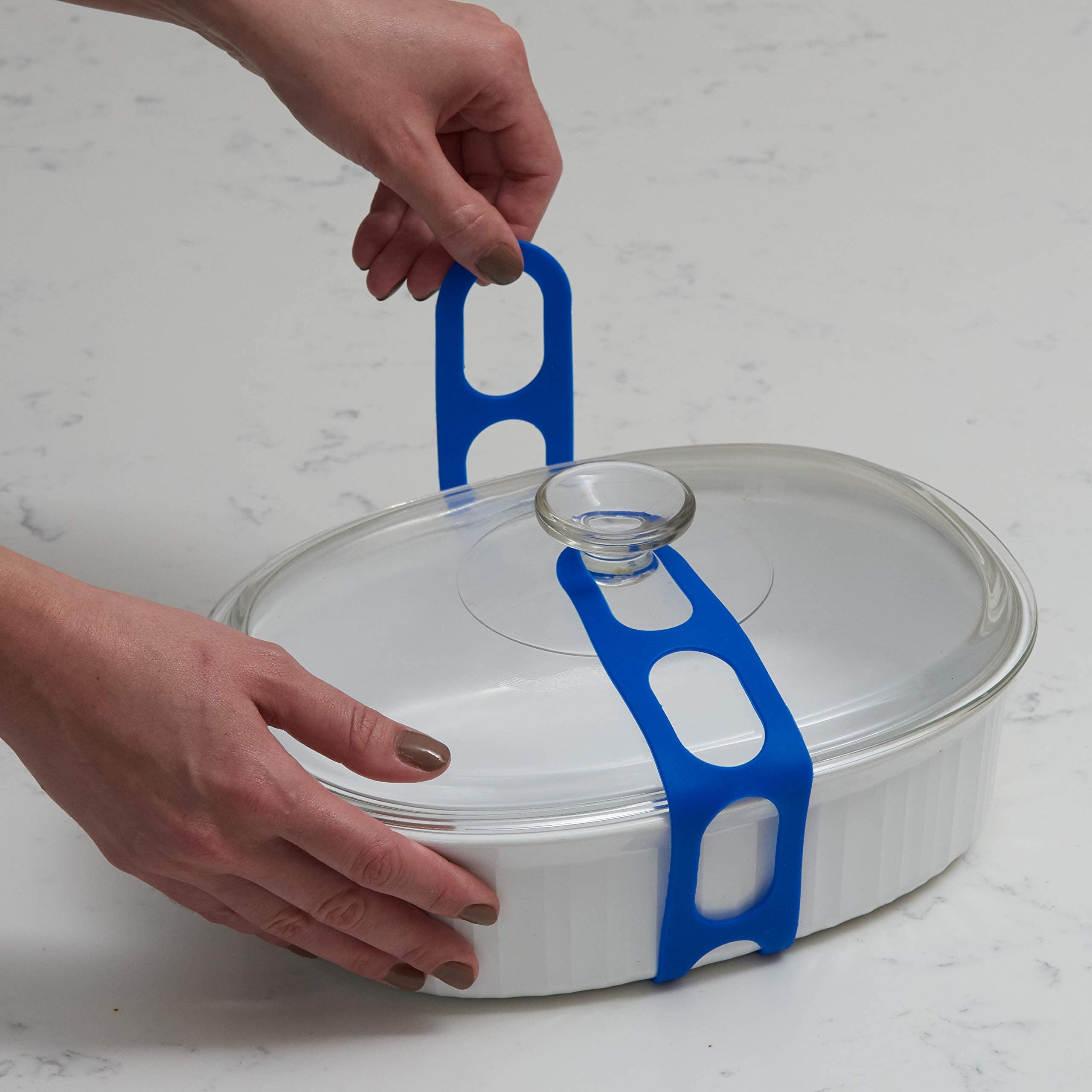 Lid Latch The Reusable Universal Lid Securing Strap For Crockpots, Casserole Dishes, Pots, Pans And More. Make It Easy To Transp
