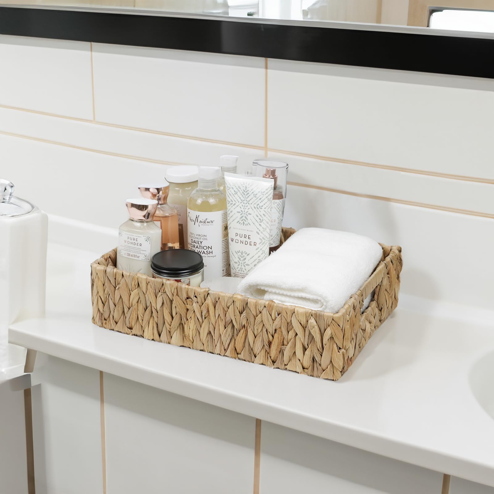 Wicker Storage Baskets, Water Hyacinth Baskets For Organizing, Wicker Baskets For Storage, 1 Large And 2 Small Decorative Woven