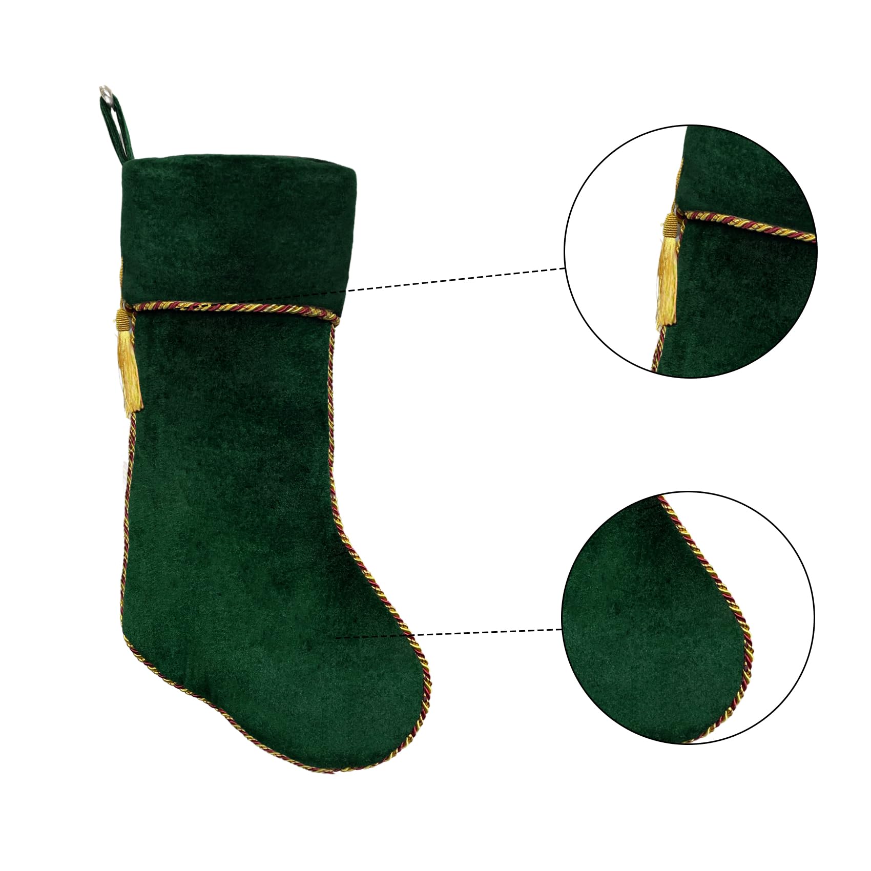 Ugiftcorner Green Christmas Stockings 5 Pack Velvet Christmas Stockings with Green Tassel Decorations for Fireplace Holiday Part
