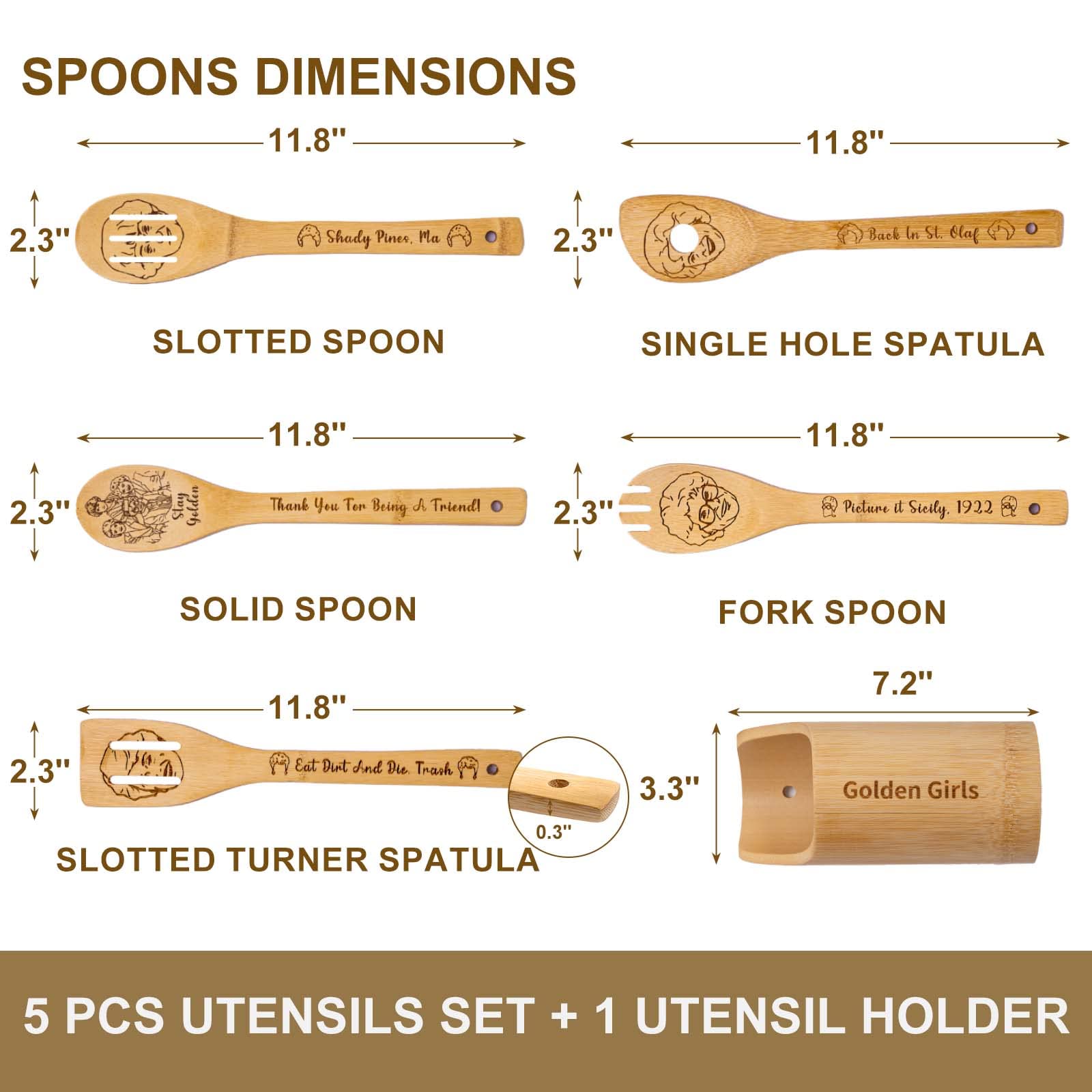 Golden Girls Wooden Cooking Spoons, Golden Girls Tv Show Merchandise Gifts, Golden Girls Gifts For Women, The Golden Girls Gifts