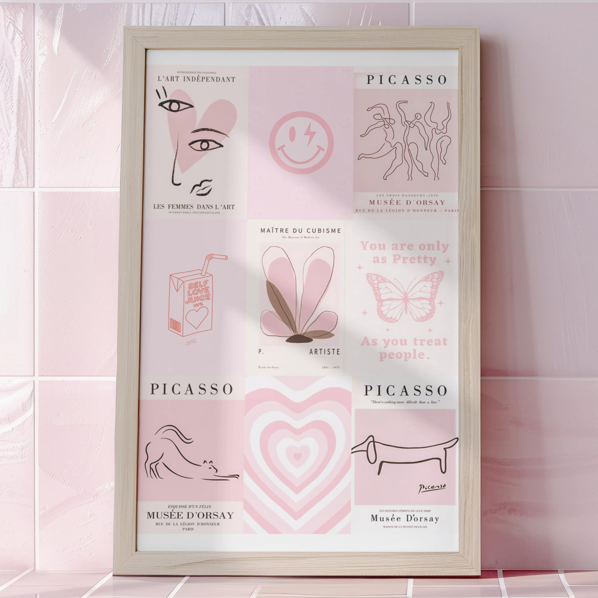 Pink Room Decor Aesthetic, Pink Wall Collage Kit Posters For Room Aesthetic Posters Prints, Pink Aesthetic Dorm Room Decor For T