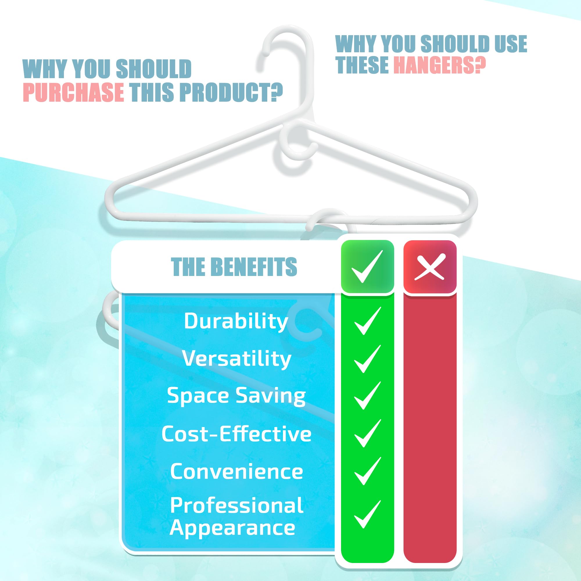 Deilsy White Plastic Hangers - Super Heavy Duty Clothes Hanger, Thick Strong Standard Closet Plastic Hangers With Hook For Scarv