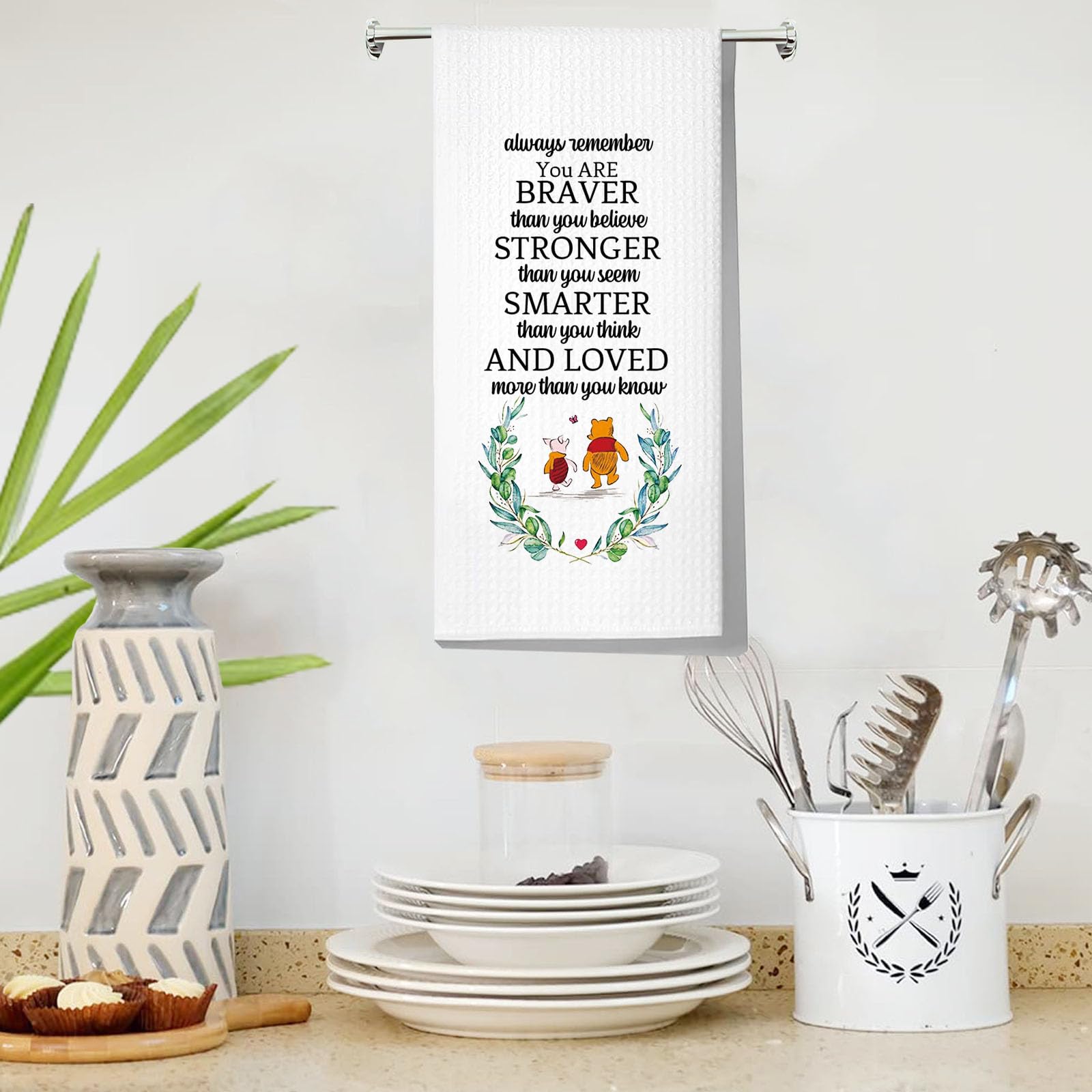 Levlo Friendship Kitchen Towel Friend Gift You Are Braver Stronger Smarter Than You Think Motivational Dish Towel For Friend Fam