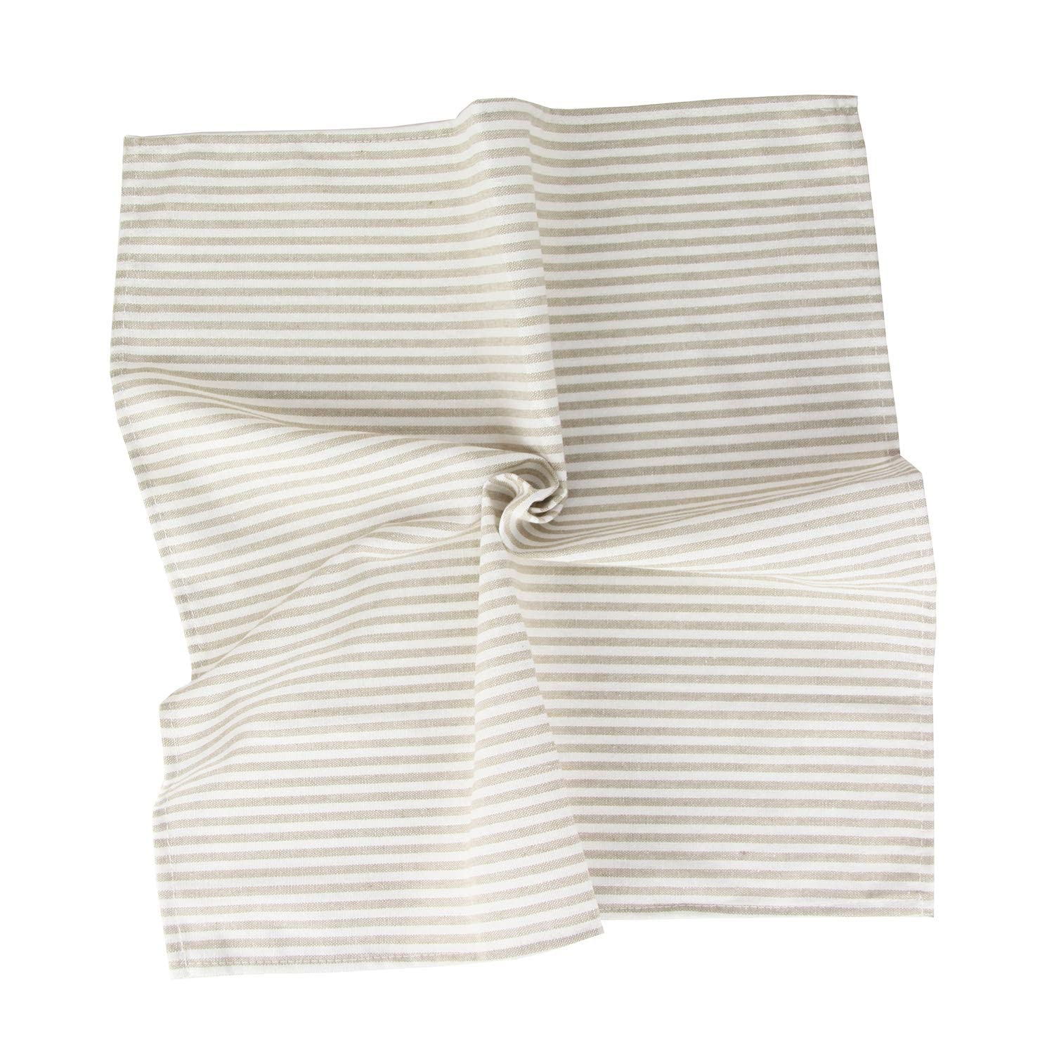 Infei Plain Striped Cotton Linen Blended Dinner Cloth Napkins - Set Of 12 (17 X 17 Inches) - For Events & Home Use (Beige)