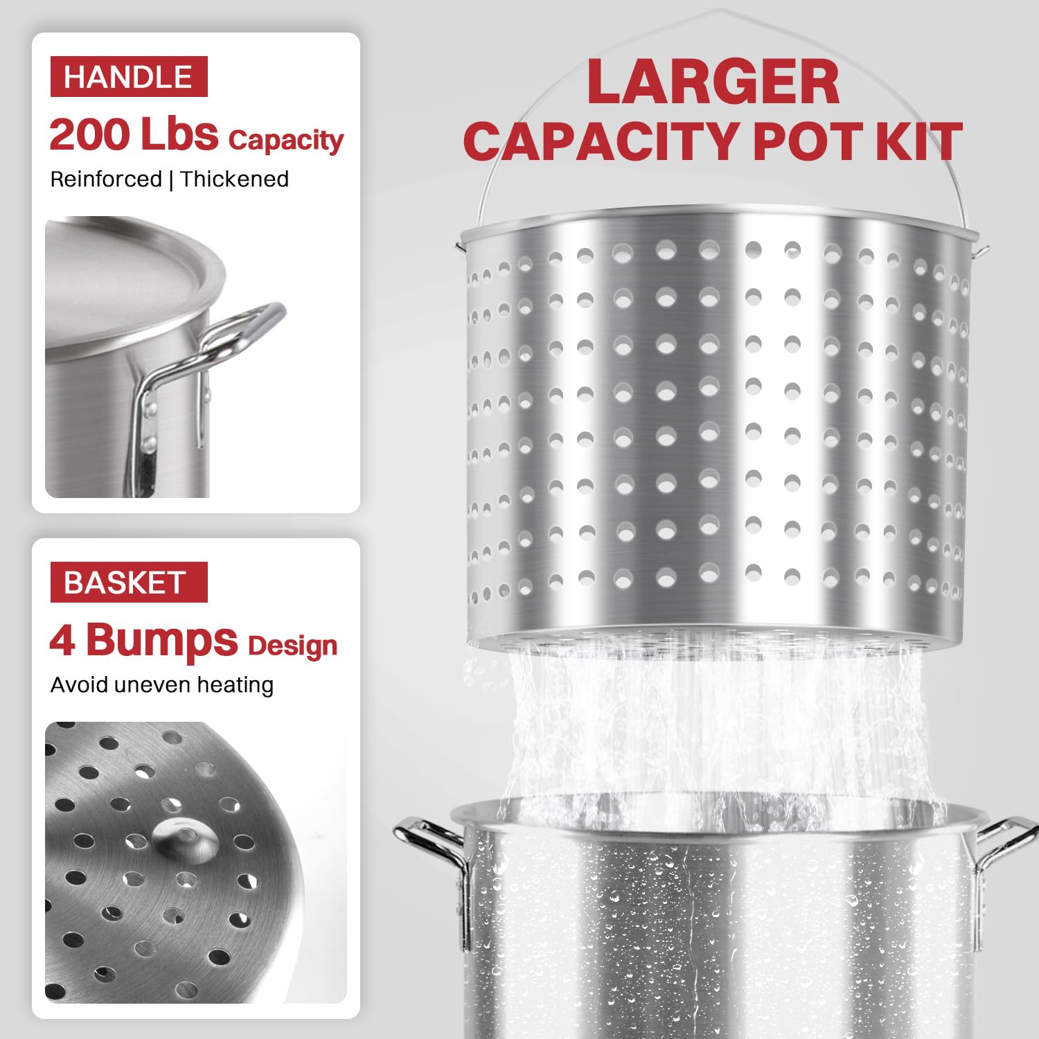 60Qt Crawfish Boiler | Seafood Boiling Kit | Dustproof Cover & 12'' Skimmer Included | 110,000Btu Propane Jet Burner | 0-20 Psi