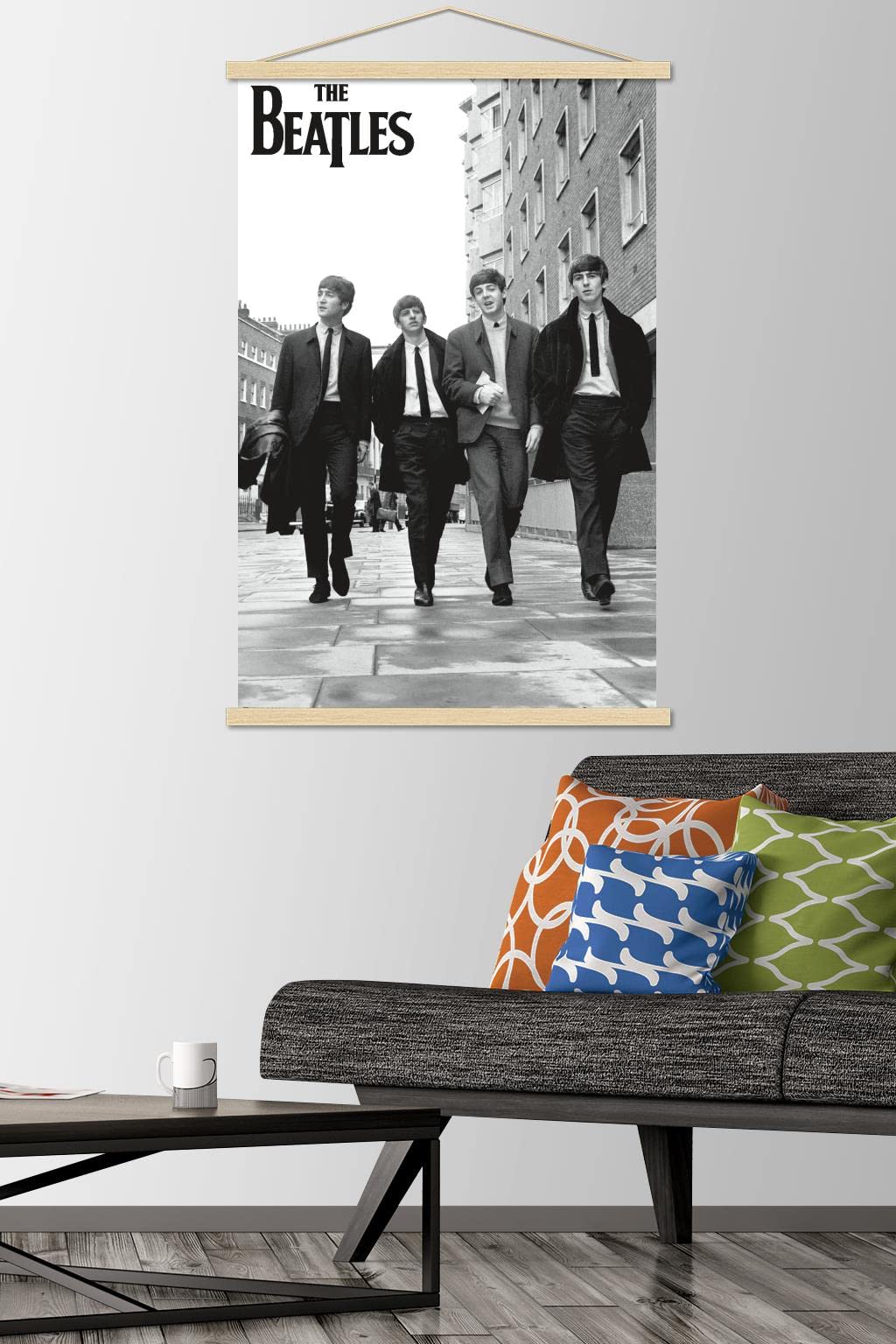 Trends International The Beatles - In London Wall Poster, 22.375'' X 34'', Premium Print And Beechwood Hanger Bundle