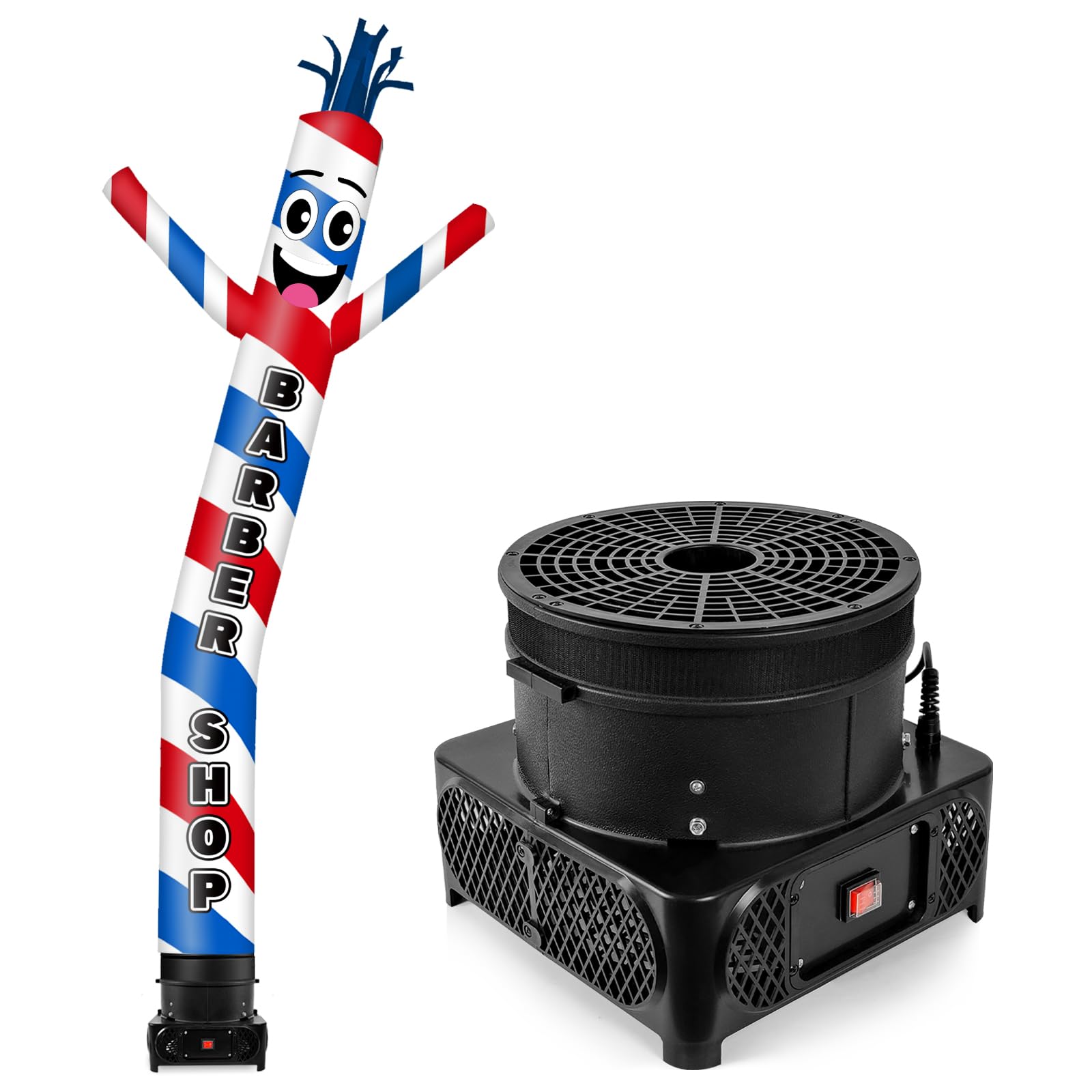 GOODENY 10FT Tall Barber Shop Inflatable Tube Man Wacky Wavy Dancing Guy with 3/4 HP Weather-Resistant Blower (12  Diameter) for