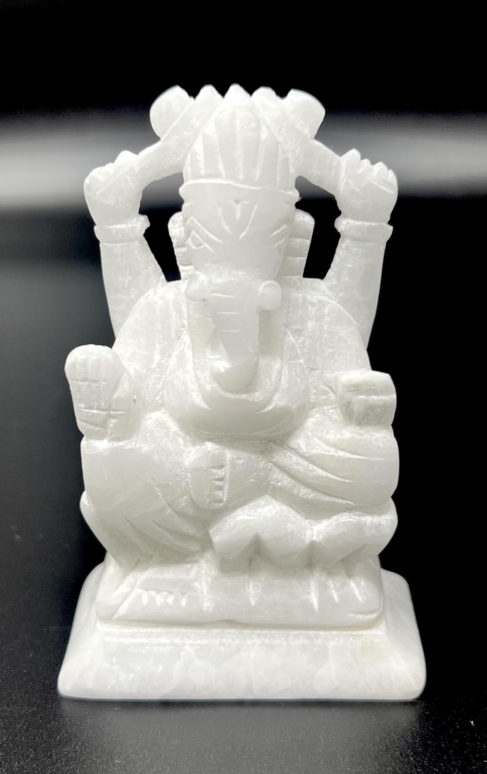 Mahant Ji Pure Siddha Marble Ganesha Idol Or Ganesh Ji Ki Murti Right Side Trunk With Gangajal And Chandan From Kashi (Weight 18
