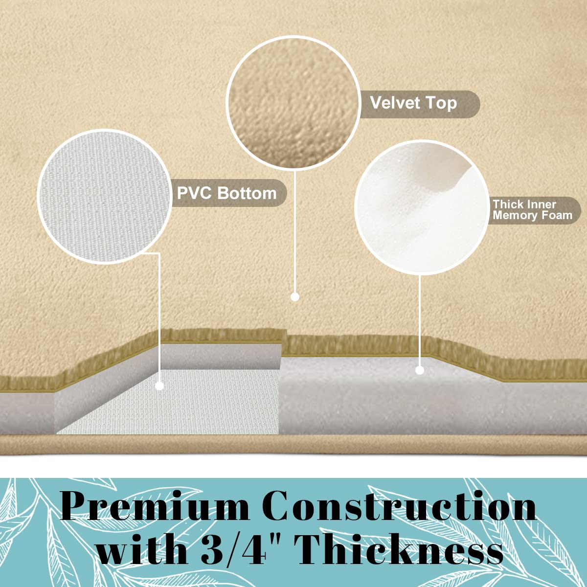 Sonoro Kate Bathroom Rugs, Ultra Absorbent & Non-Slip Memory Foam Bath Rugs, Machine Washable Bathroom Mats, Soft Velvet Bath Ma