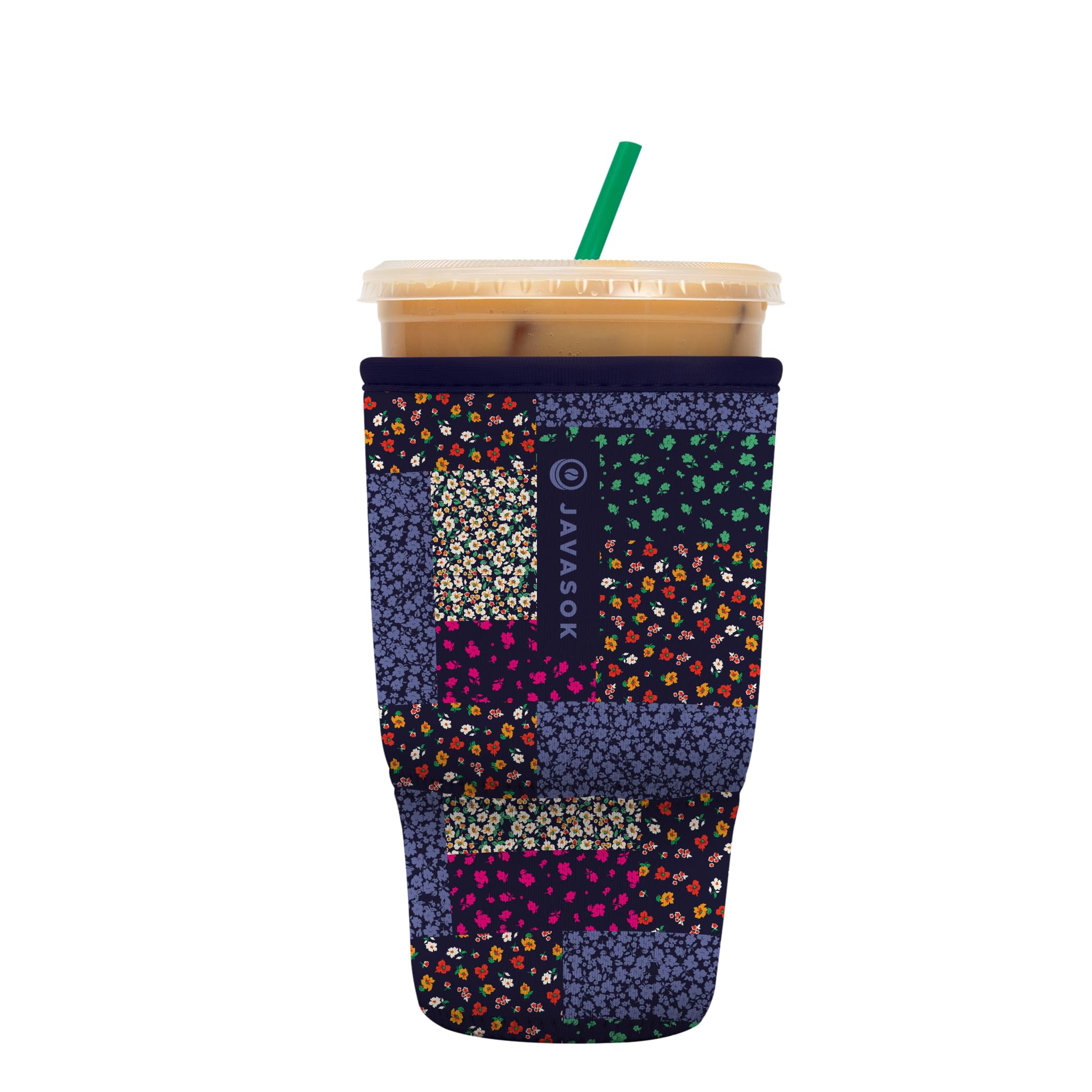 Sok It Java Sok Iced Coffee & Cold Soda Insulated Neoprene Cup Sleeve (Flower Patch, Large: 30-32oz)