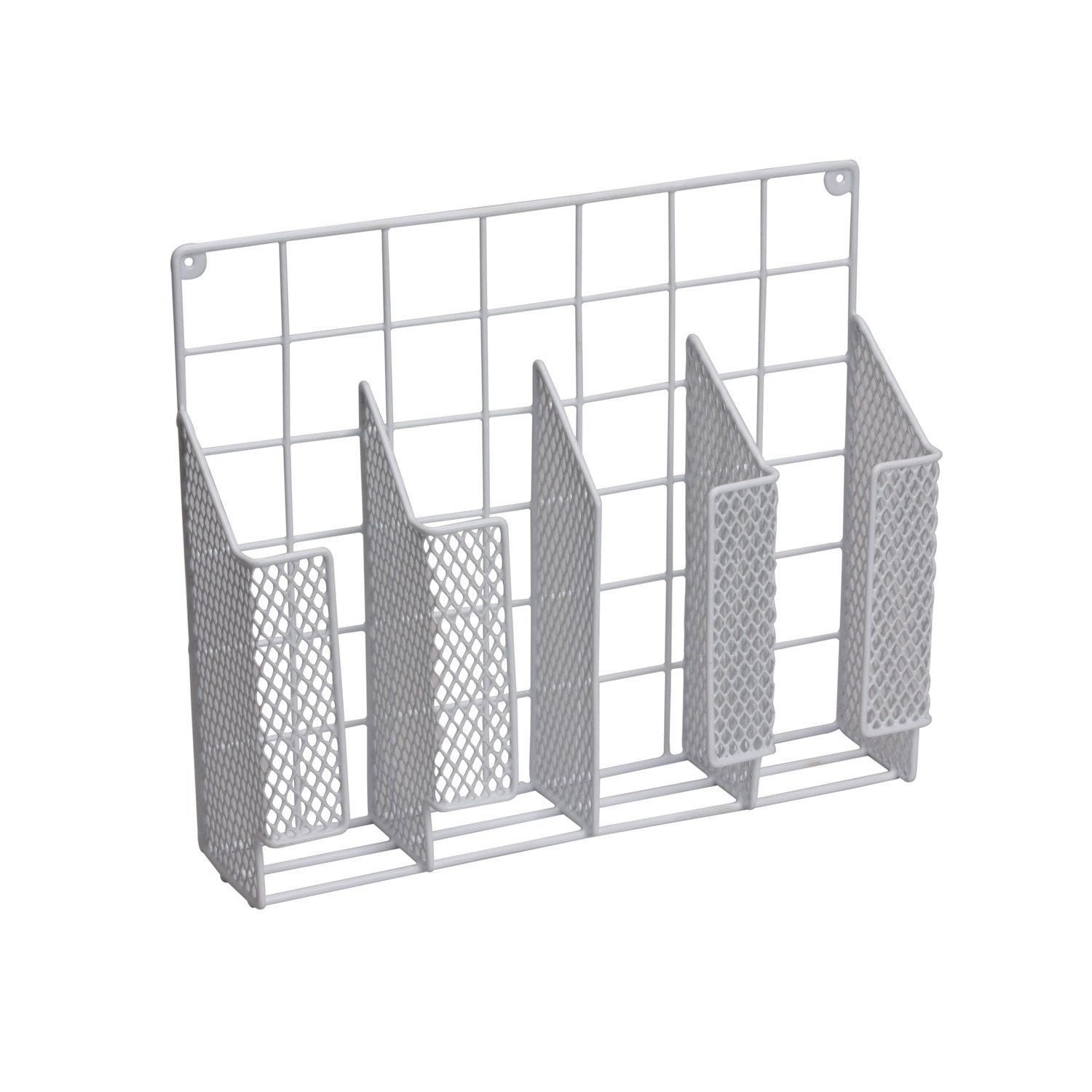 Home Basics Organizer Rust Resistant, Perfect For Food Storage, Silver Foil, Wax Paper, Sandwich Bags, Plastic Wrap-Mounts,White