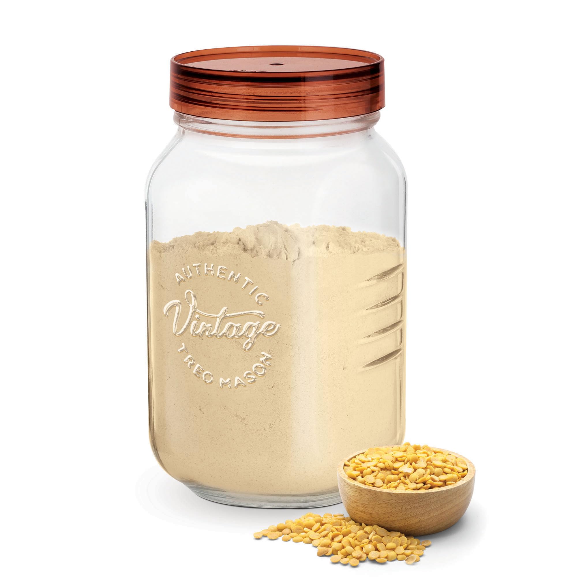 Treo By Milton Vintage Glass Jar With Plastic Lid, 2000 Ml, Transparent |Storage Jar | Kitchen Organiser | Modular |Food Safe | 