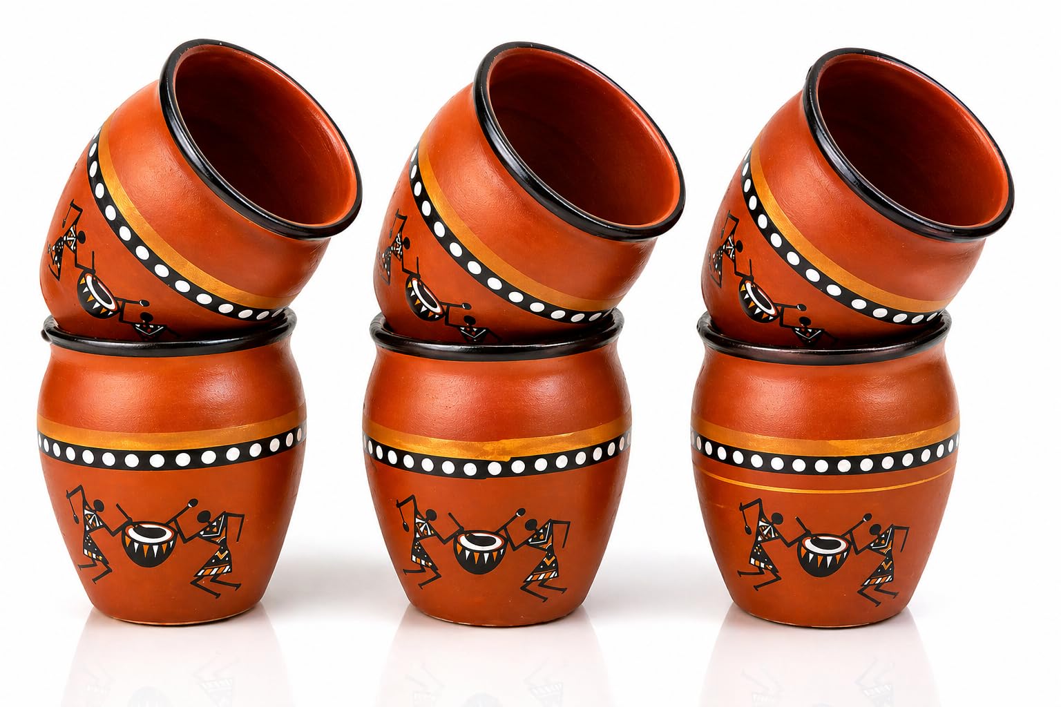 Handmade Terracotta Kulhad Kulhar Chai Tea & Coffee Cup Set of 6, Food Safe