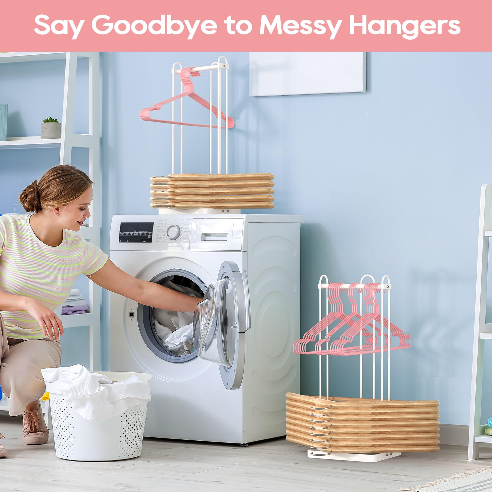 Papagiftree 2Pc Hanger Organizer, Hanger Stacker, Hanger Storage Organizer Clothes Hanger Holder, Clothes Hanger Storage Rack Ha