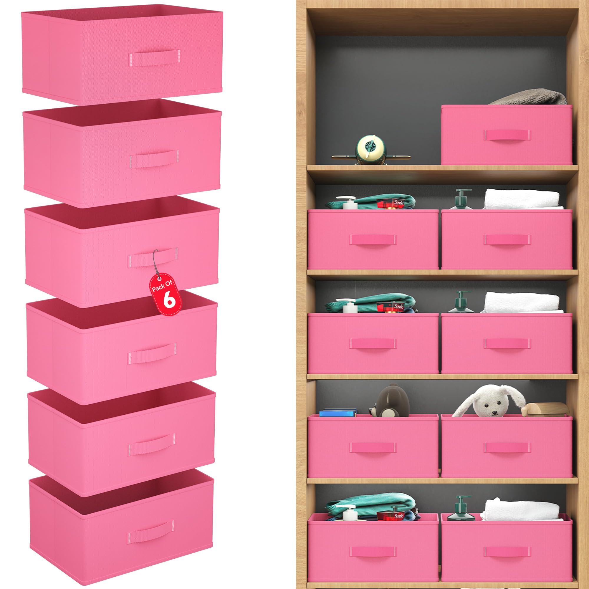 Kuber Industries 6 Pcs NonWoven 26 Ltr Wardrobe Organizer For Storage | Drawer Organizer | Multipurpose Organisers Storage Box 