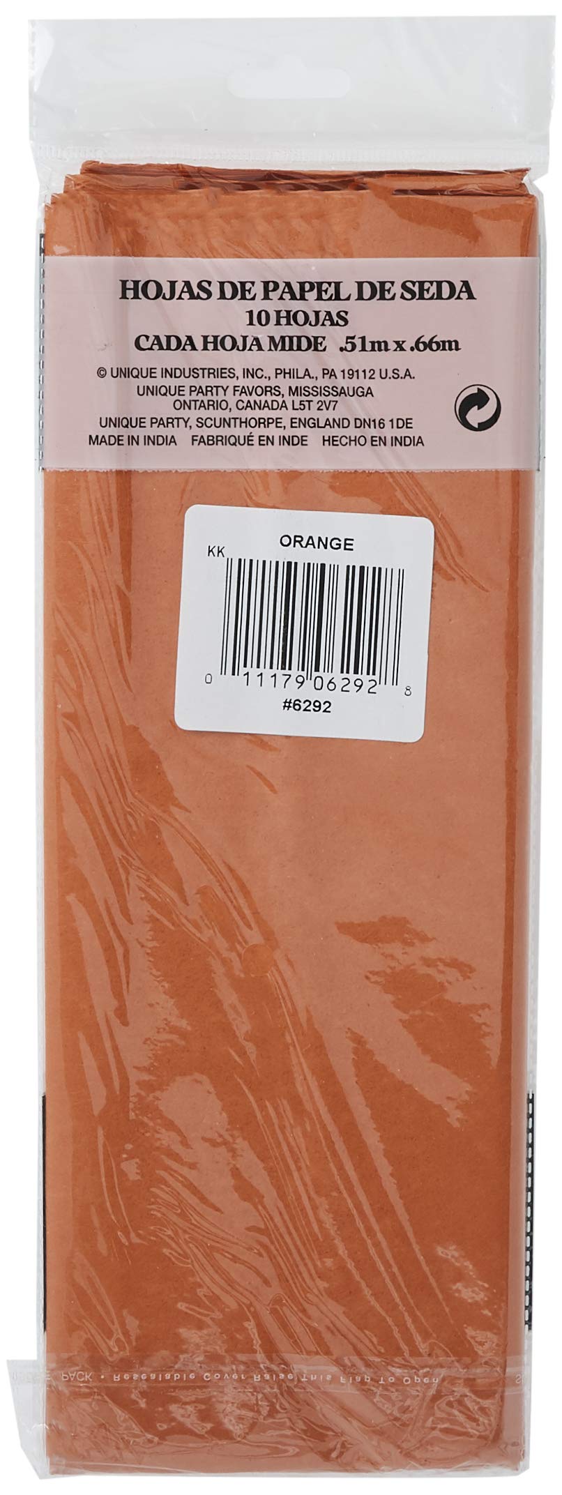 Solid Orange Tissue Sheets - 20'' X 26'', 10 Count - Perfect Colorful Gift Wrapping & Craft Supplies
