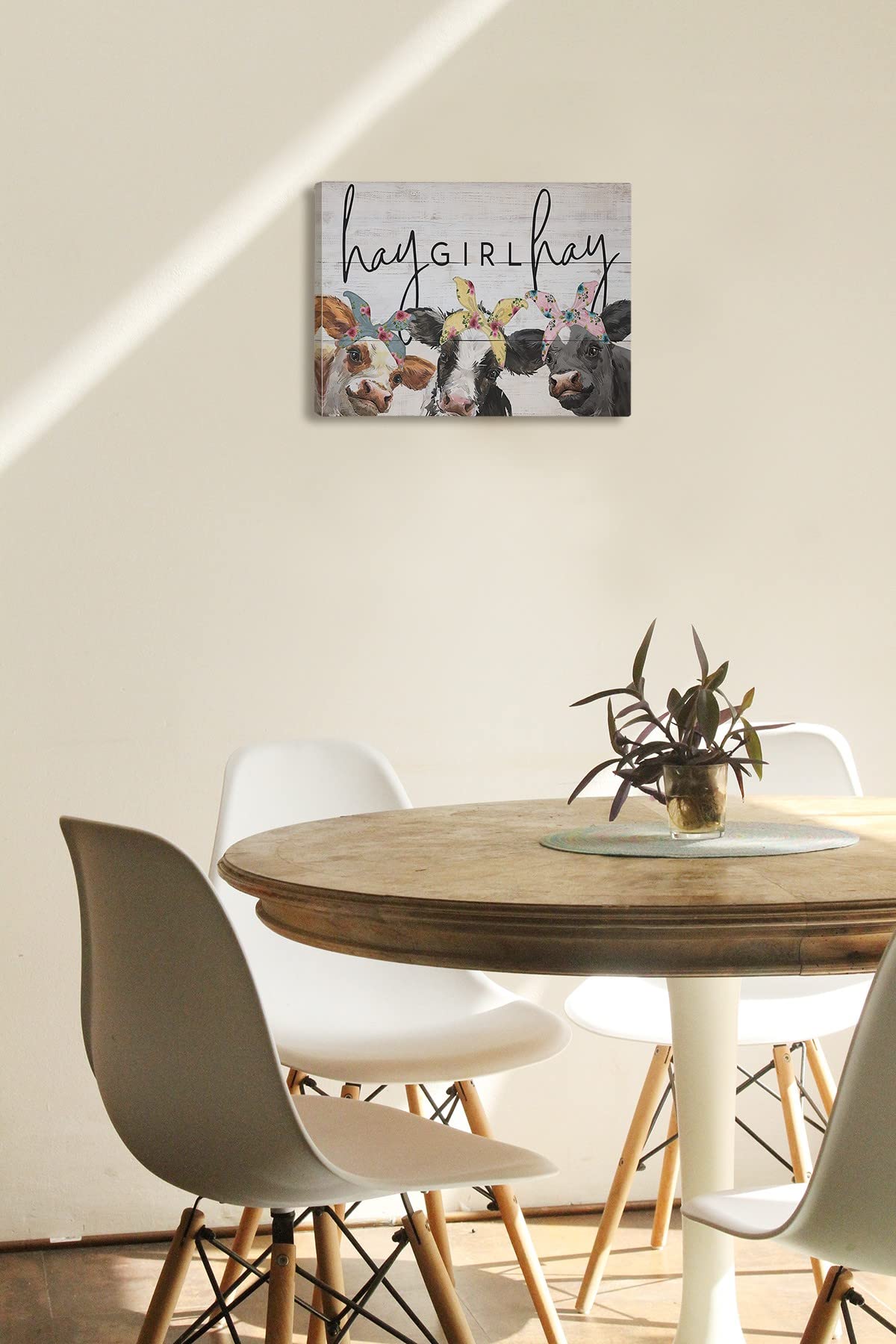 Tizzer Cow Decor, Cow Pictures Wall Decor For Bedroom Bathroom Farmhouse, Hay Girl Hay Cow Paintings, Cow Canvas Wall Art Prints