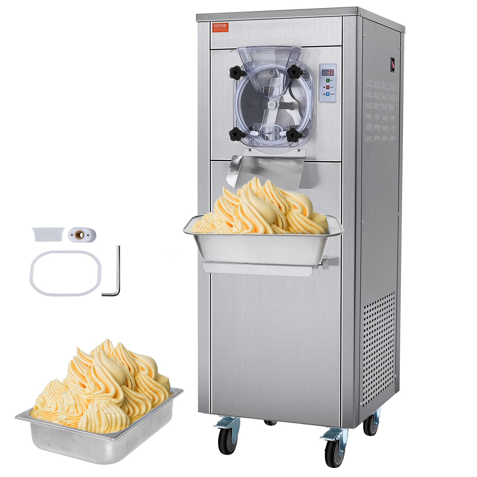 VEVOR Ice Cream Maker for Commercial Use, Produces 18 Liters per Hour, 1780W, Offers Single Flavor, Equipped with Wheels, 6L Sta