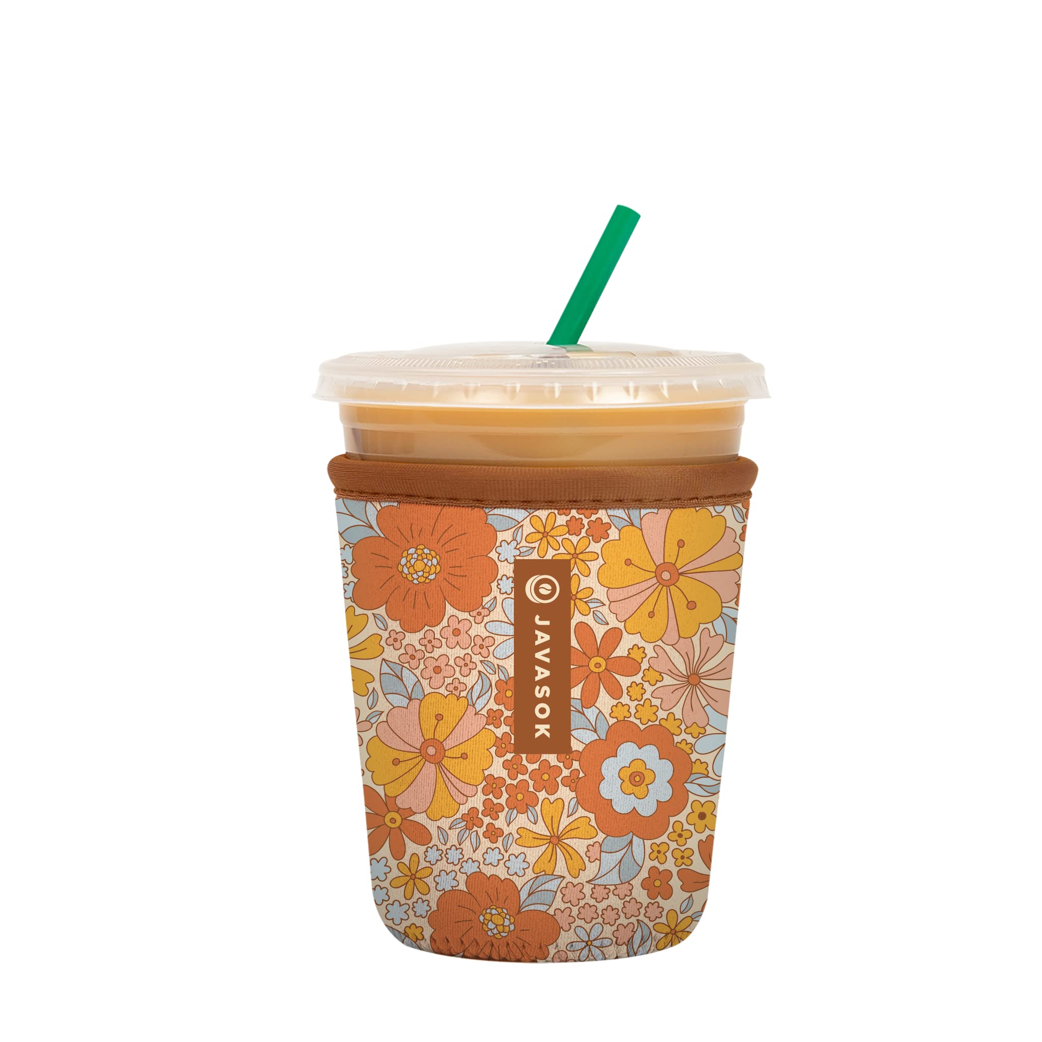 Sok It Java Sok Iced Coffee & Cold Soda Insulated Neoprene Cup Sleeve (Flower Power, Small: 16-20oz)