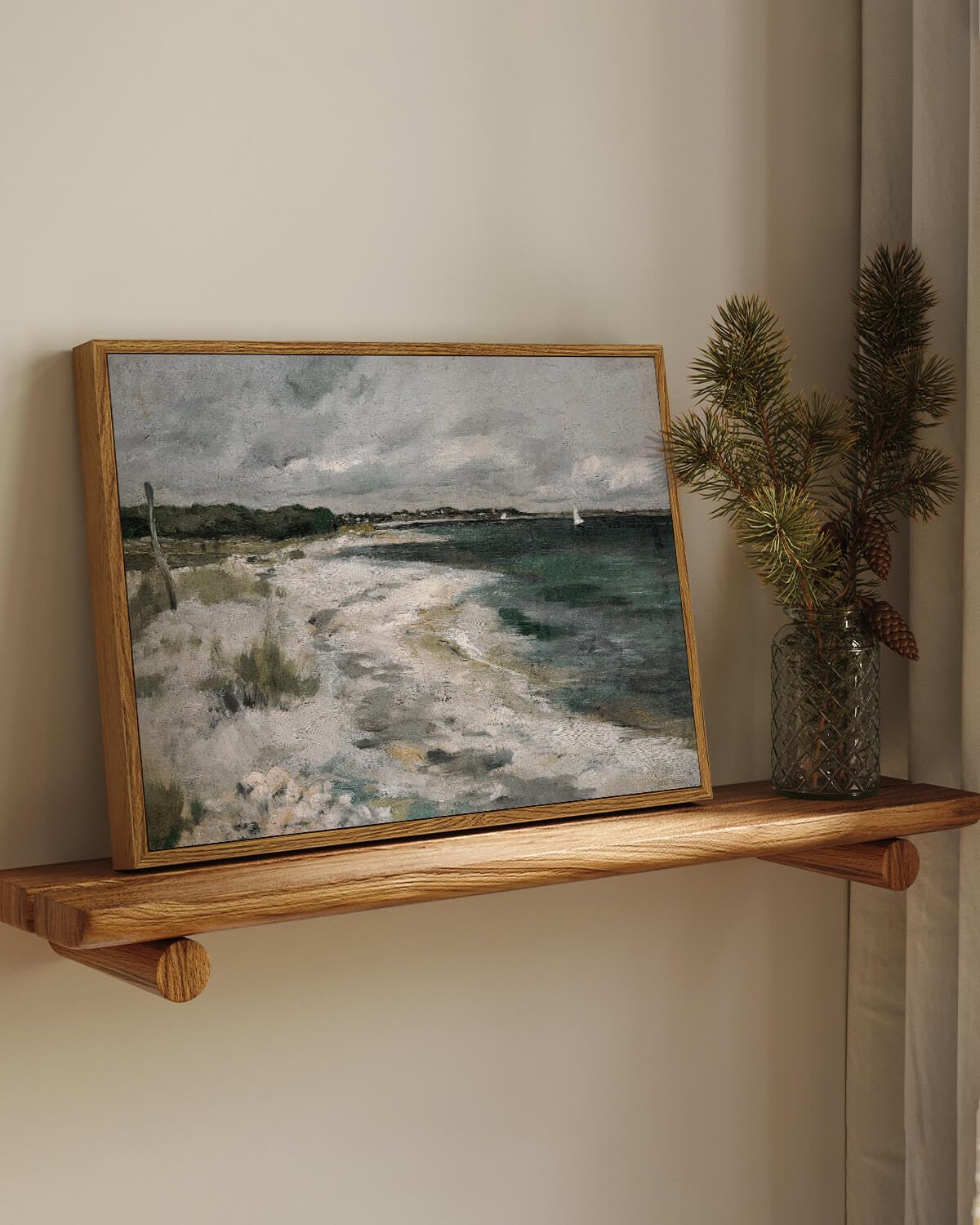 Insimsea Framed Canvas Wall Art Vintage Decor, Coastal Wall Art Living Room, Storm Clouds Wall Art Bathroom Pictures, Traditiona