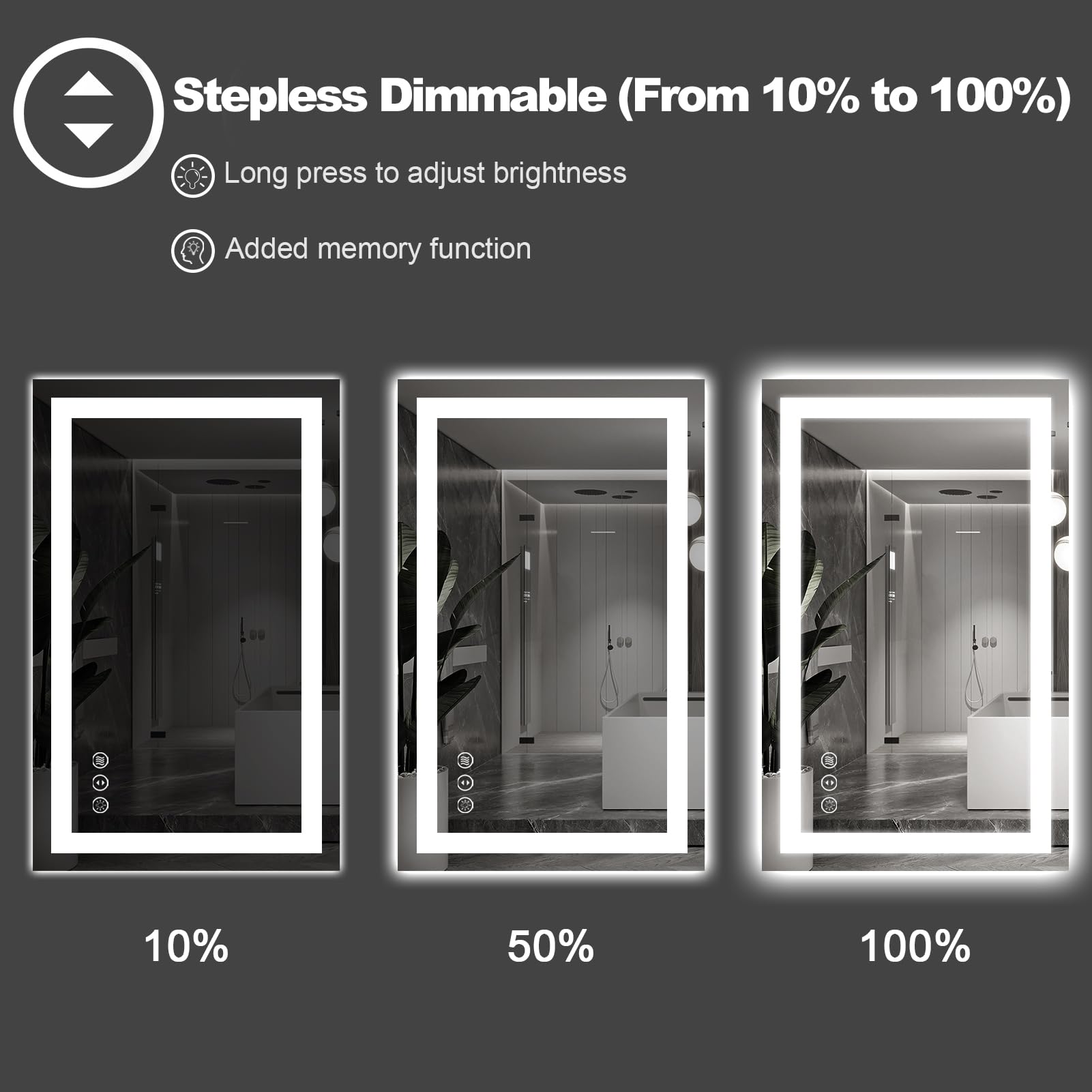 Amorho LED Bathroom Mirror 36''x 32'' with Front and Backlit  Stepless Dimmable Wall Mirrors with Anti-Fog  Shatter-Proof  Memory  3 Colors  Double LED Vanity Mirror (Horizontal/Vertical)