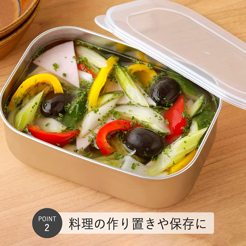Shimomura Kihan 38871 Tsubame Sanjo Bat Storage Container With Lid, Deep Type, Set Of 2, Stainless Steel, Square, 22.0 Fl Oz (65