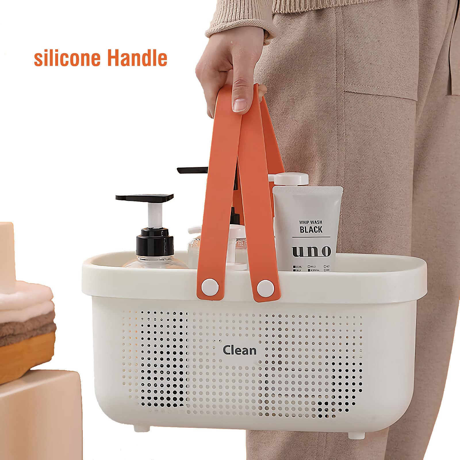 Laigoo Large Shower Caddy Basket, Plastic Storage Basket With Handles Storage Bins Shower Storage Organizer For Bathroom, Colleg
