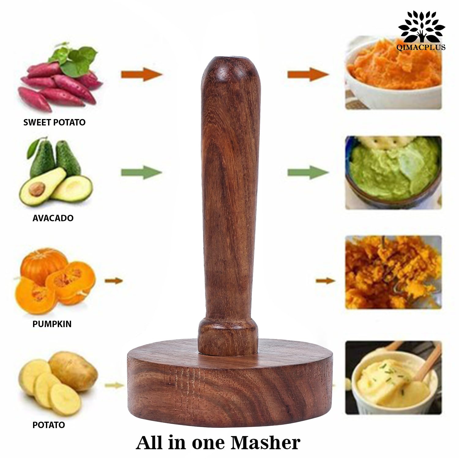 Potato Masher,Masher,Bean Masher,Masher For Potatoes,Masher,Crusher,Potato Masher,Wooden Masher,Smooth Potato Masher Ricer Press