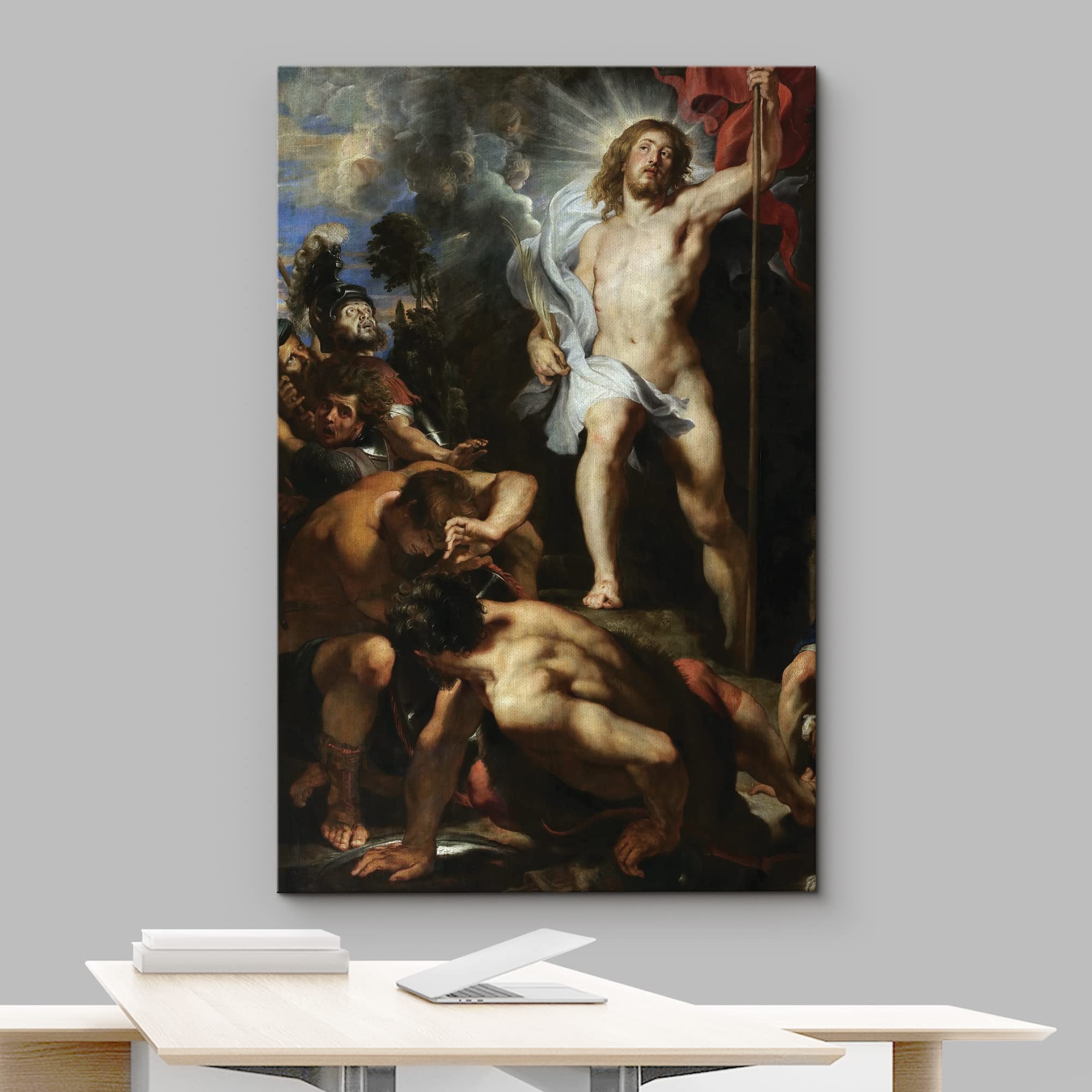 Wall26 - Oil Painting Of The Resurrection Of Christ (Centre Panel) By Peter Paul Rubens In C. 1611-12 - Baroque Style - Jesus -